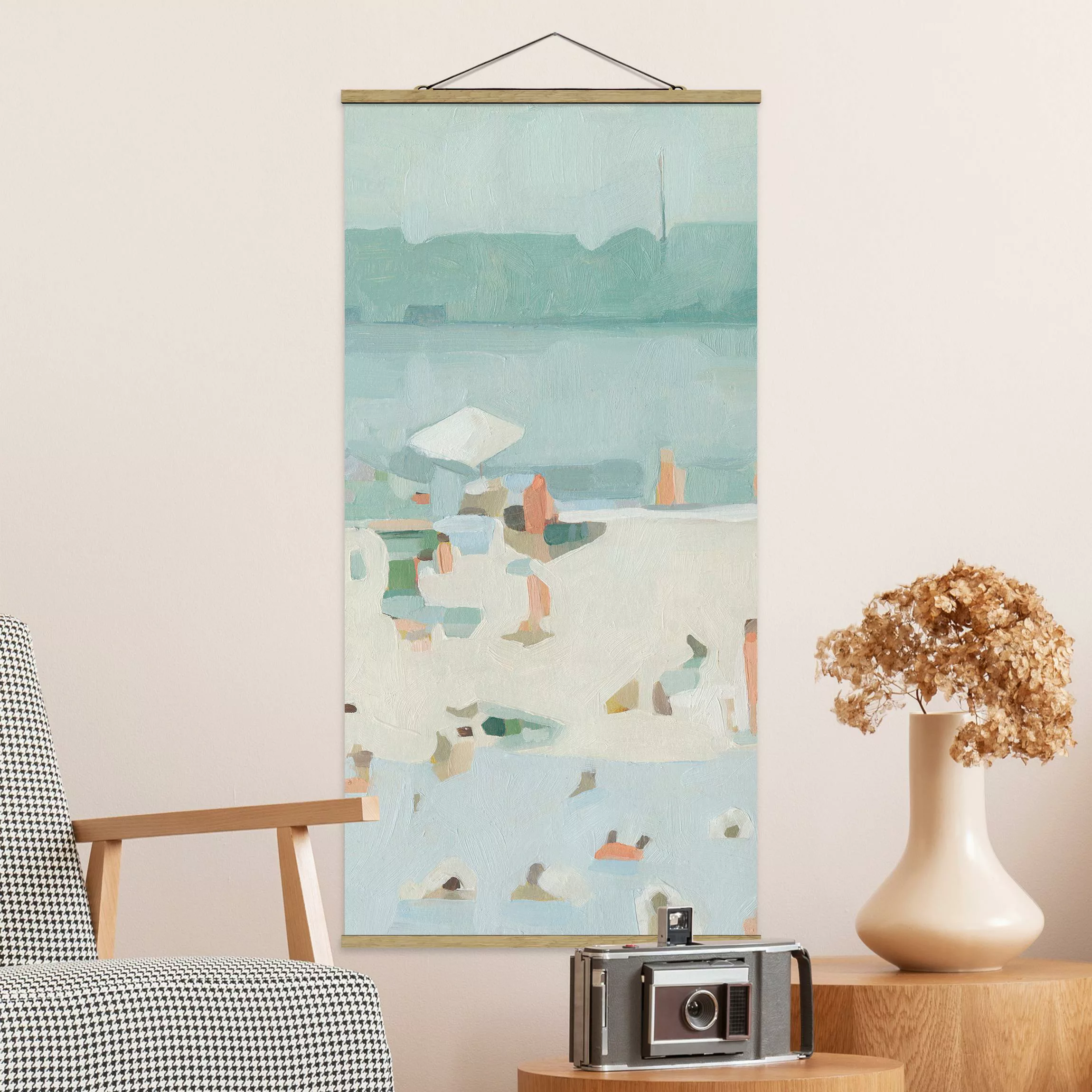 Stoffbild Kunstdruck mit Posterleisten - Hochformat Sandbank im Meer I günstig online kaufen