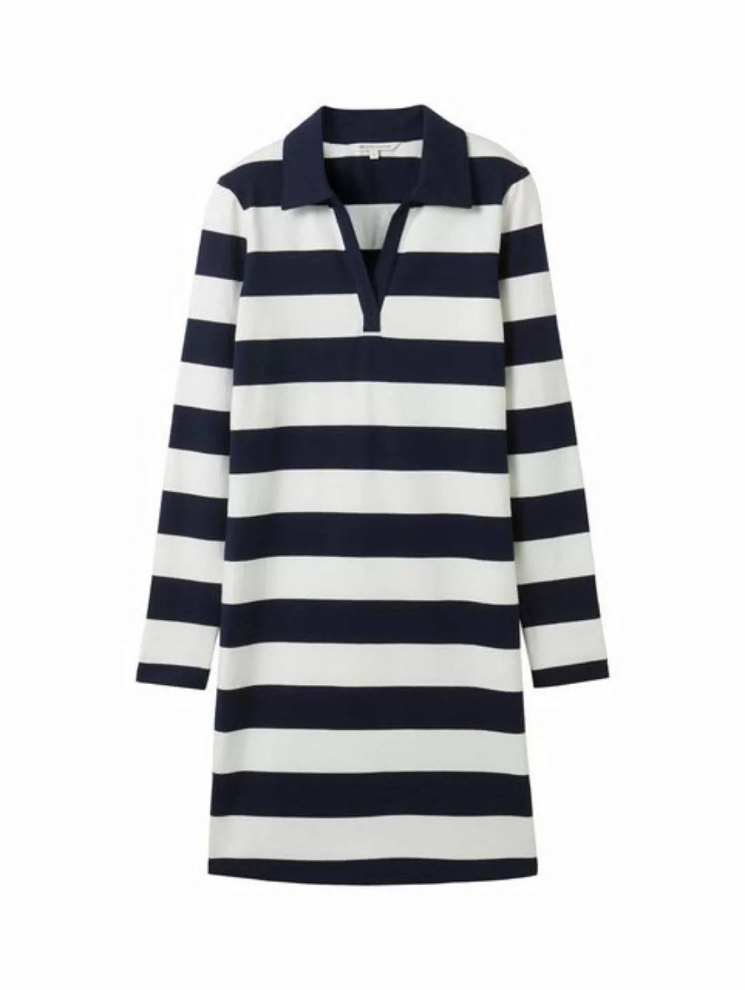 TOM TAILOR Denim Jerseykleid in Streifen-Optik und mit V-Ausschnitt günstig online kaufen
