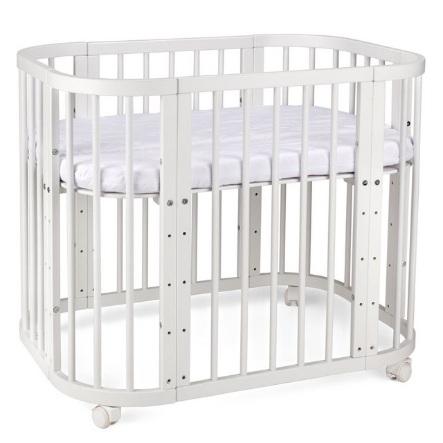 Waldin Babybett Waldin Babybett, Beistellbett aus Holz, 5in1 mit Matratze, günstig online kaufen