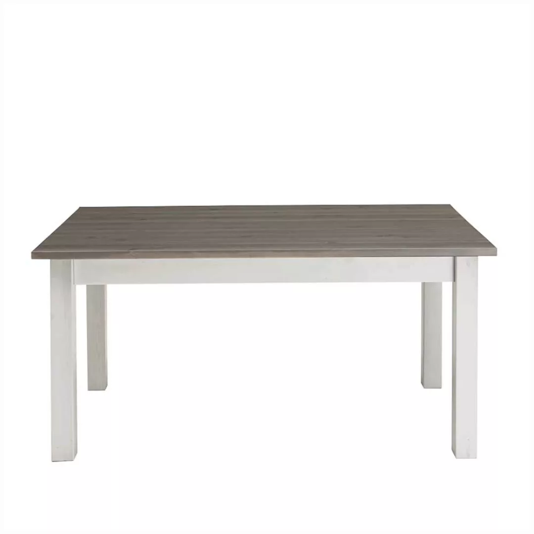 Tisch in Weiß Grau Kiefer Massivholz günstig online kaufen