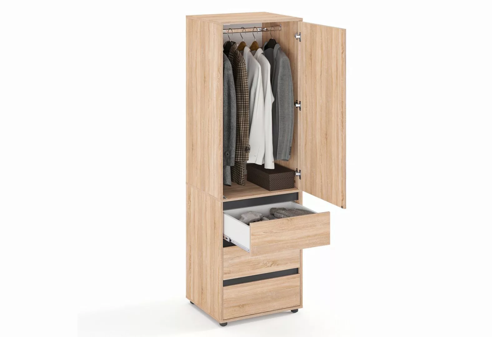 KOMTO Garderobenschrank CUBE 60-90 cm Mit Fächern Schubladen Kleiderschrank günstig online kaufen