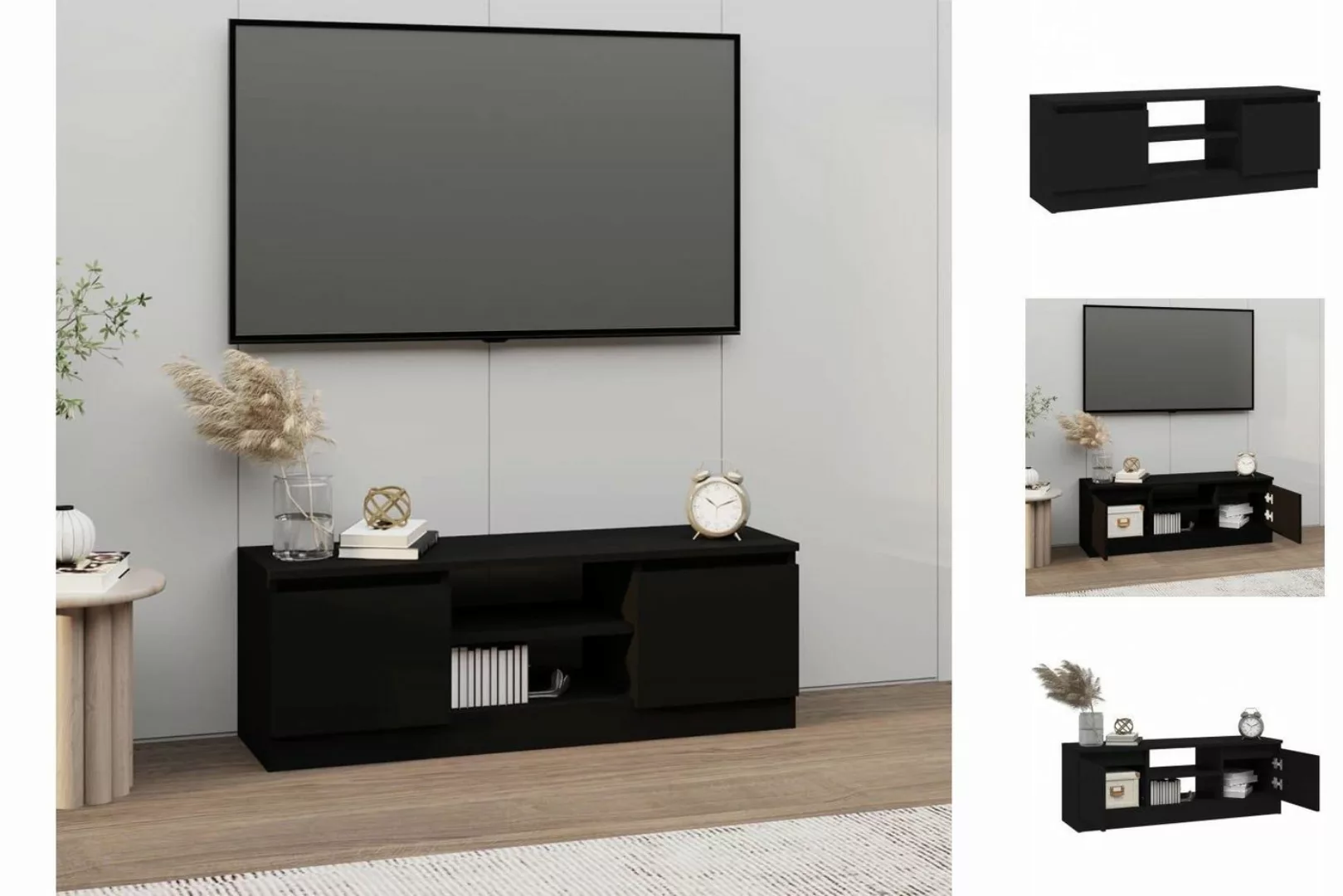 vidaXL TV-Schrank TV-Schrank mit Tür Schwarz 102x30x36 cm TV-Lowboard günstig online kaufen