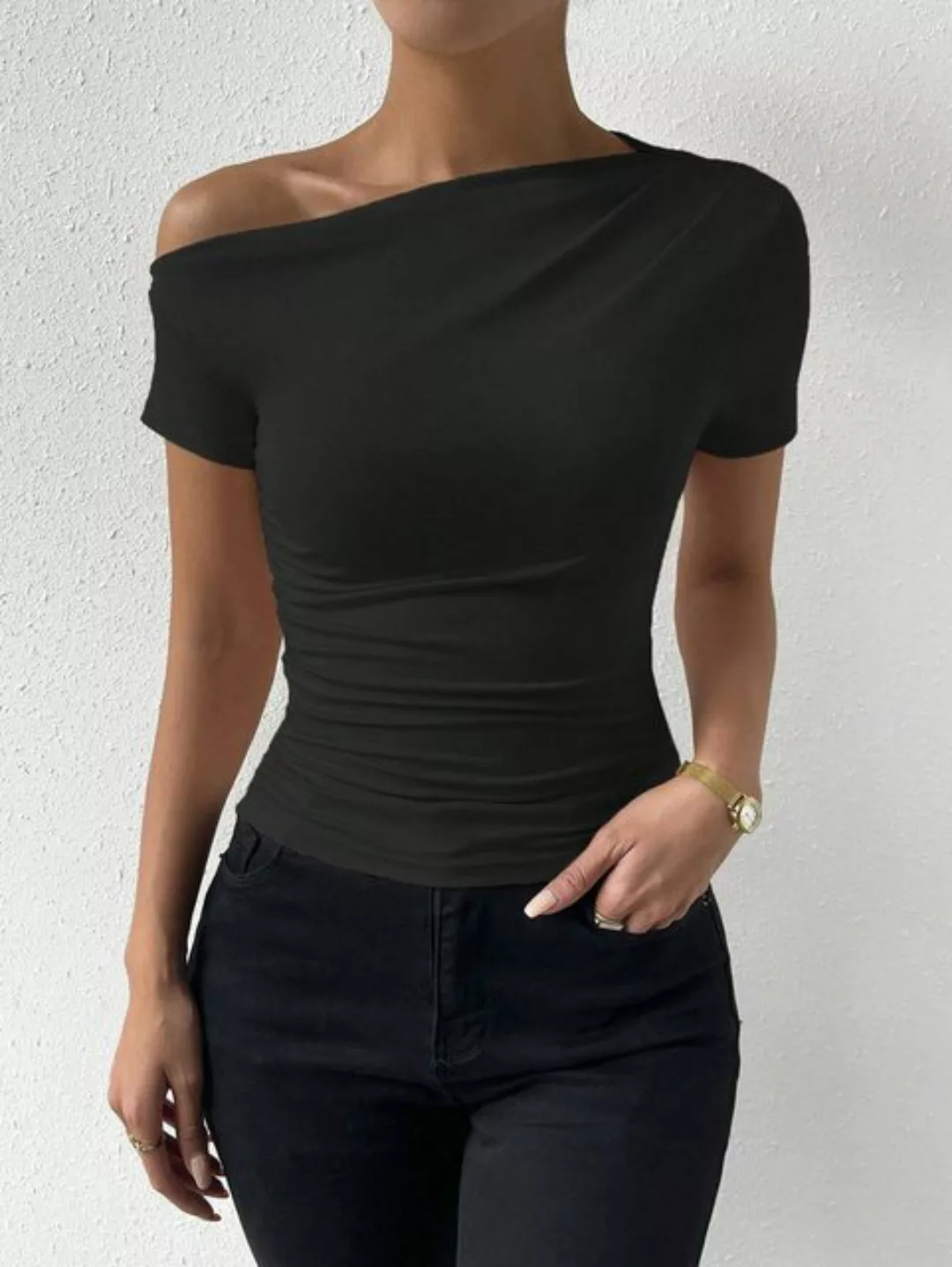 CHENIN Kurzarmhemd Damen Kurzarm-T-Shirt Sommer Slim Lässiges einfarbiges T günstig online kaufen