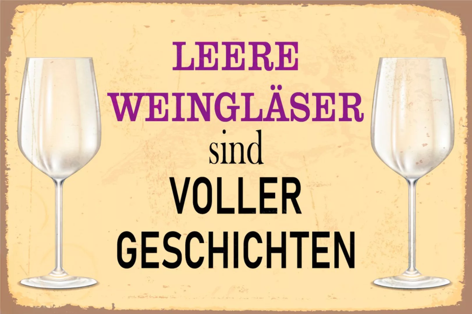 queence Metallbild "Leere Weingläser", Schriftzüge, (1 St.), Stahlschilder günstig online kaufen