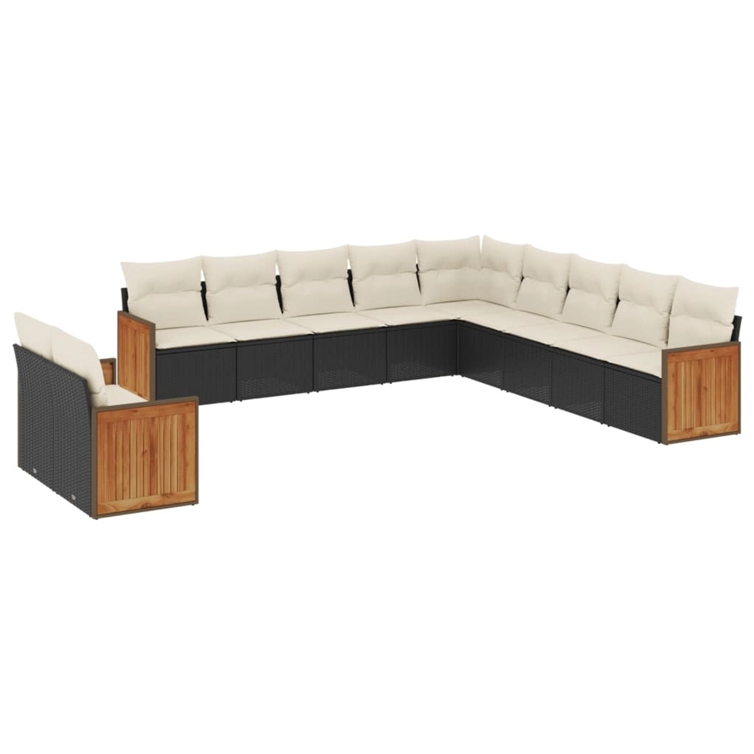 vidaXL 11-Tlg Garten-Sofagarnitur mit Kissen Schwarz Poly Rattan 3227806 günstig online kaufen