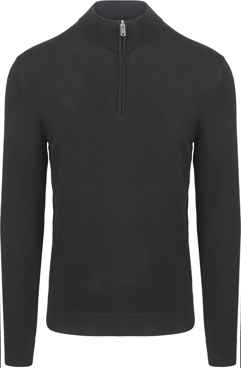 Profuomo Half Zip Pullover Merinowolle Schwarz - Größe XL günstig online kaufen