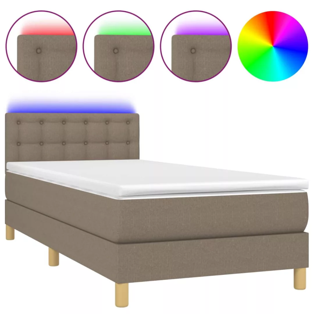 Vidaxl Boxspringbett Mit Matratze & Led Taupe 100x200 Cm Stoff günstig online kaufen