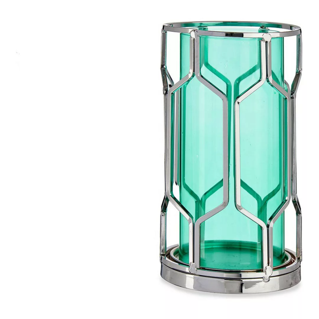 Kerzenschale Silberfarben Blau Metall Glas (11,5 X 19,5 X 11,5 Cm) günstig online kaufen