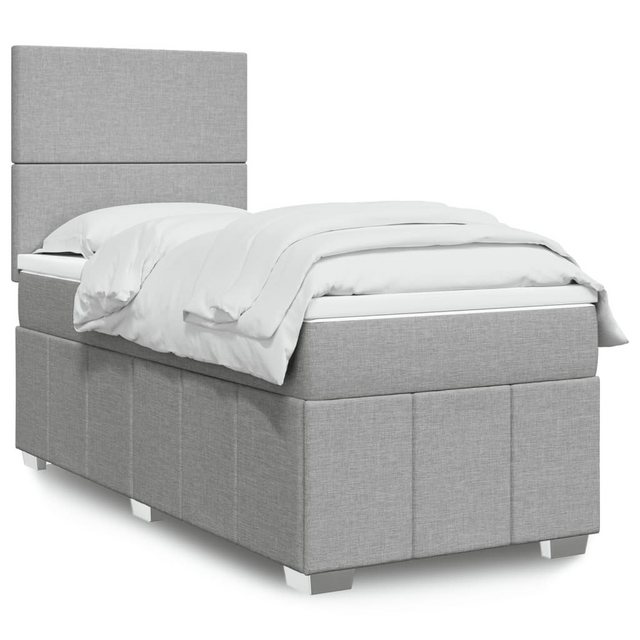 vidaXL Boxspringbett, Boxspringbett mit Matratze Hellgrau 100x200 cm Stoff günstig online kaufen