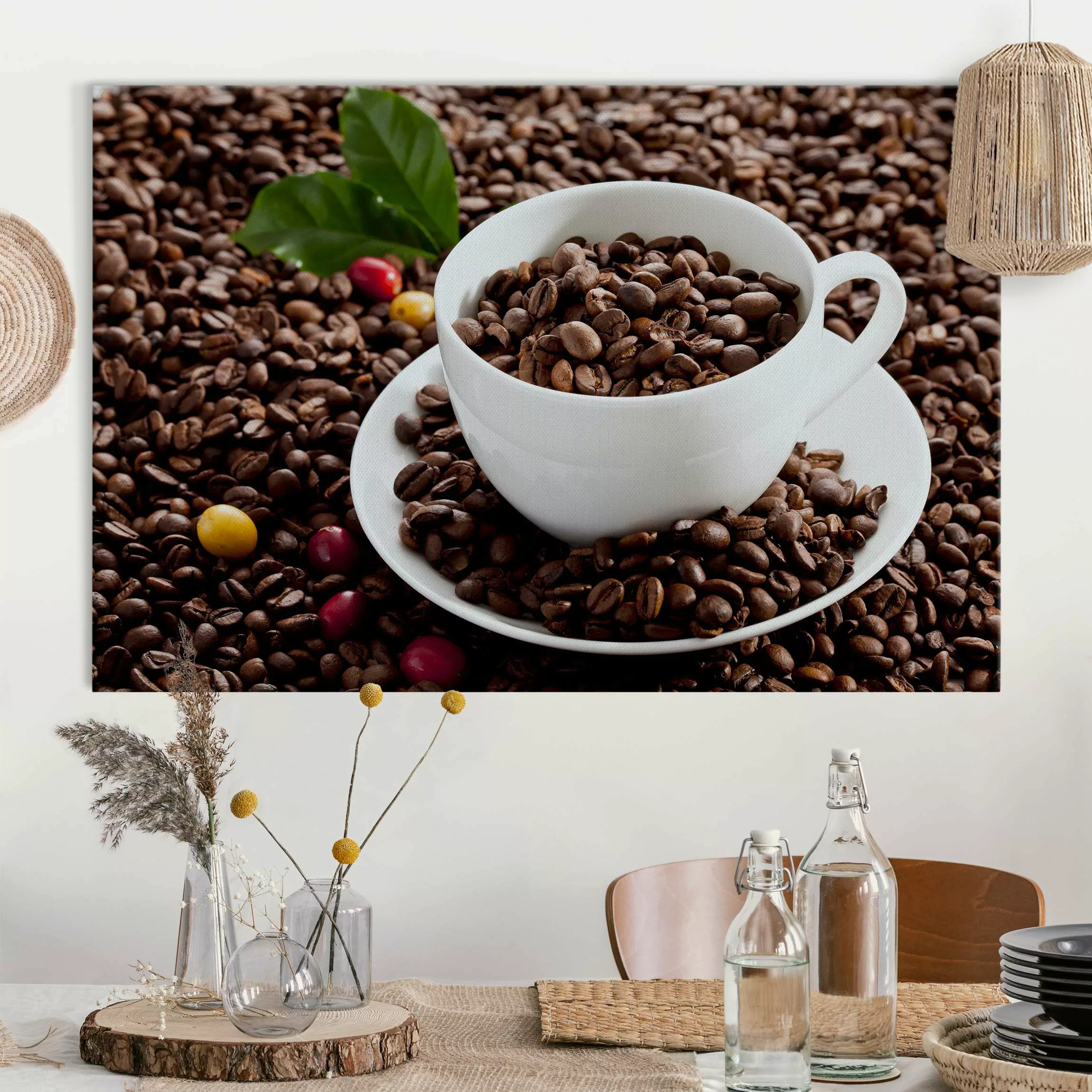 Akustikbild Kaffeetasse mit gerösteten Kaffeebohnen günstig online kaufen