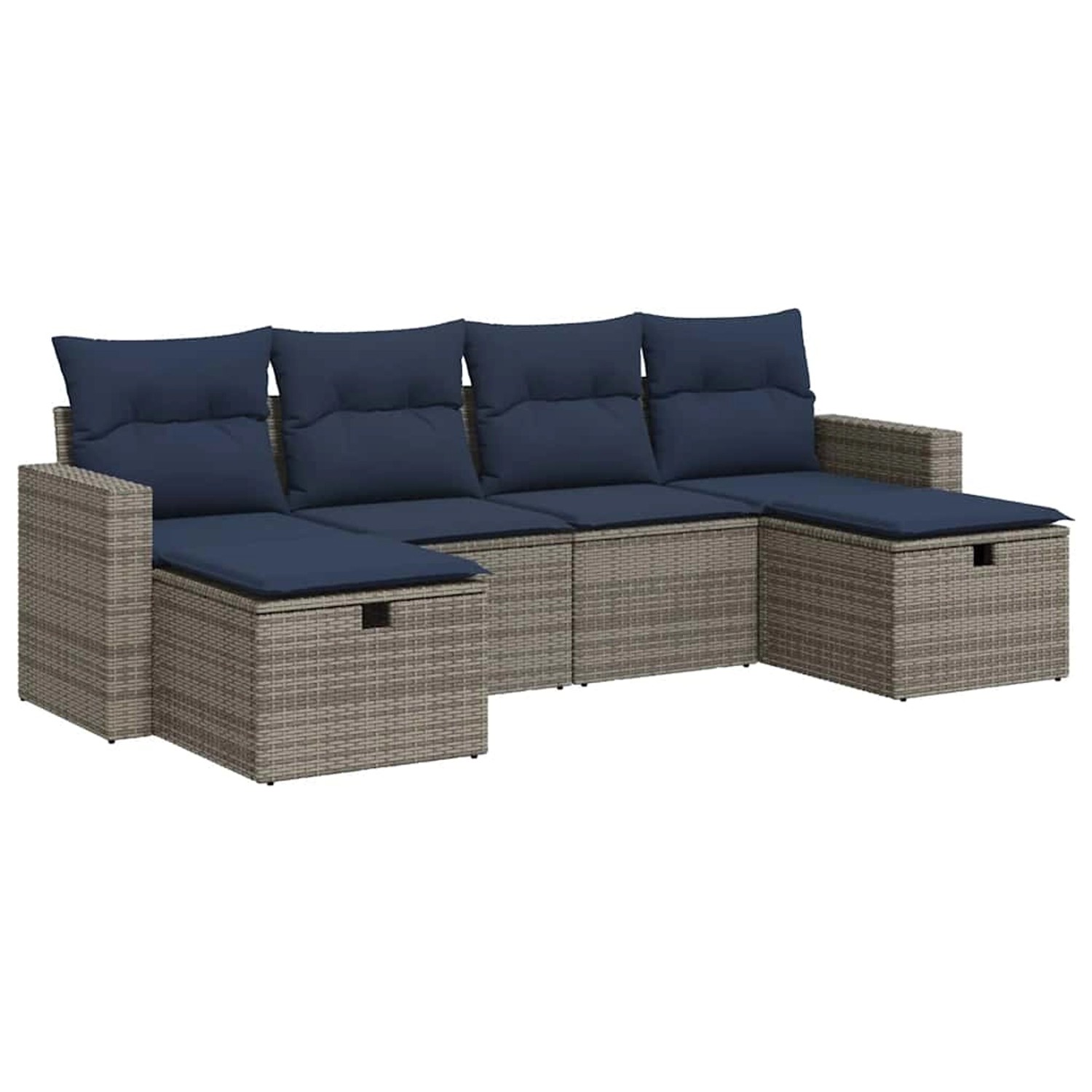 vidaXL 6-Tlg Garten-Sofagarnitur mit Kissen Grau Poly Rattan 3325427 günstig online kaufen