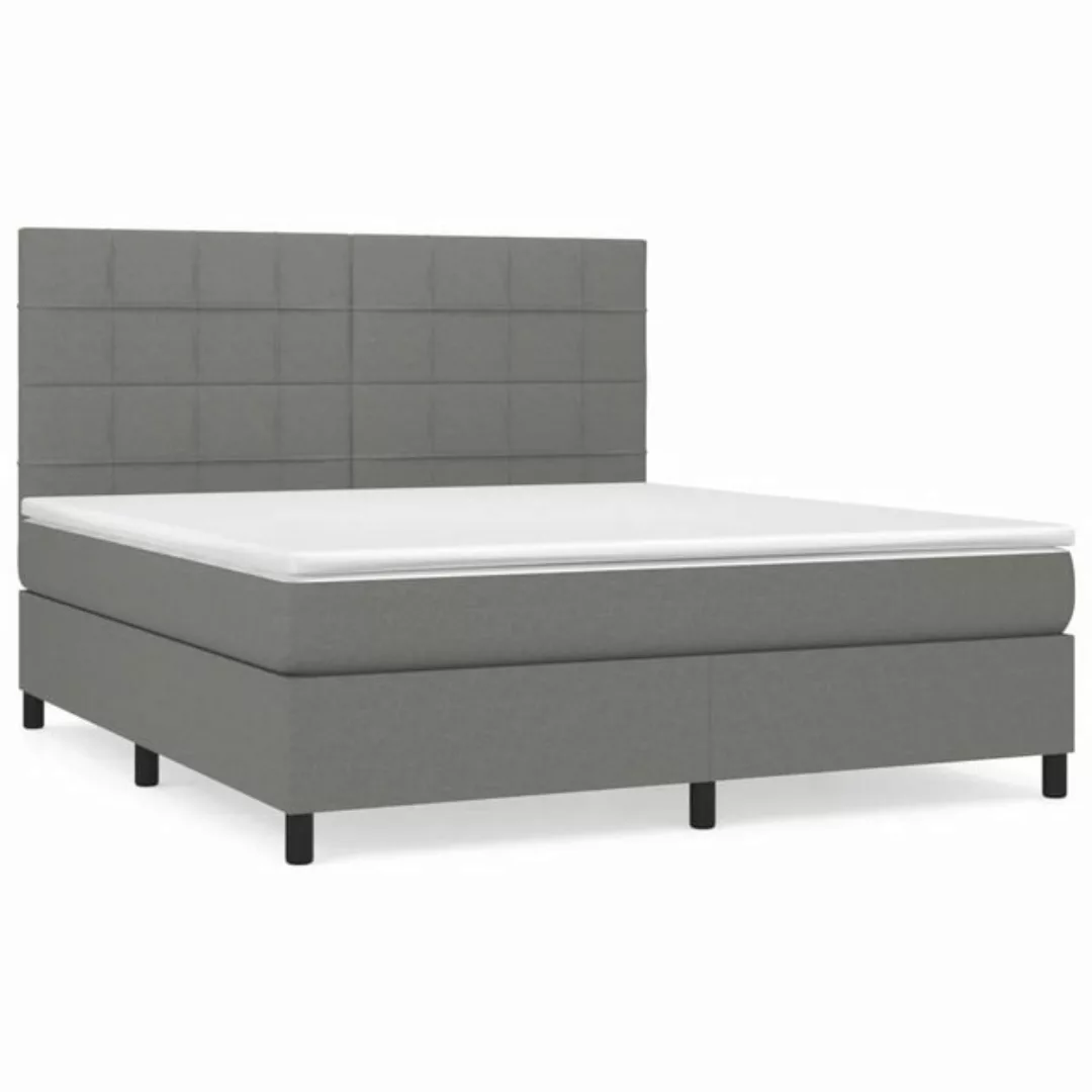 furnicato Bett Boxspringbett mit Matratze Dunkelgrau 160x200 cm Stoff günstig online kaufen