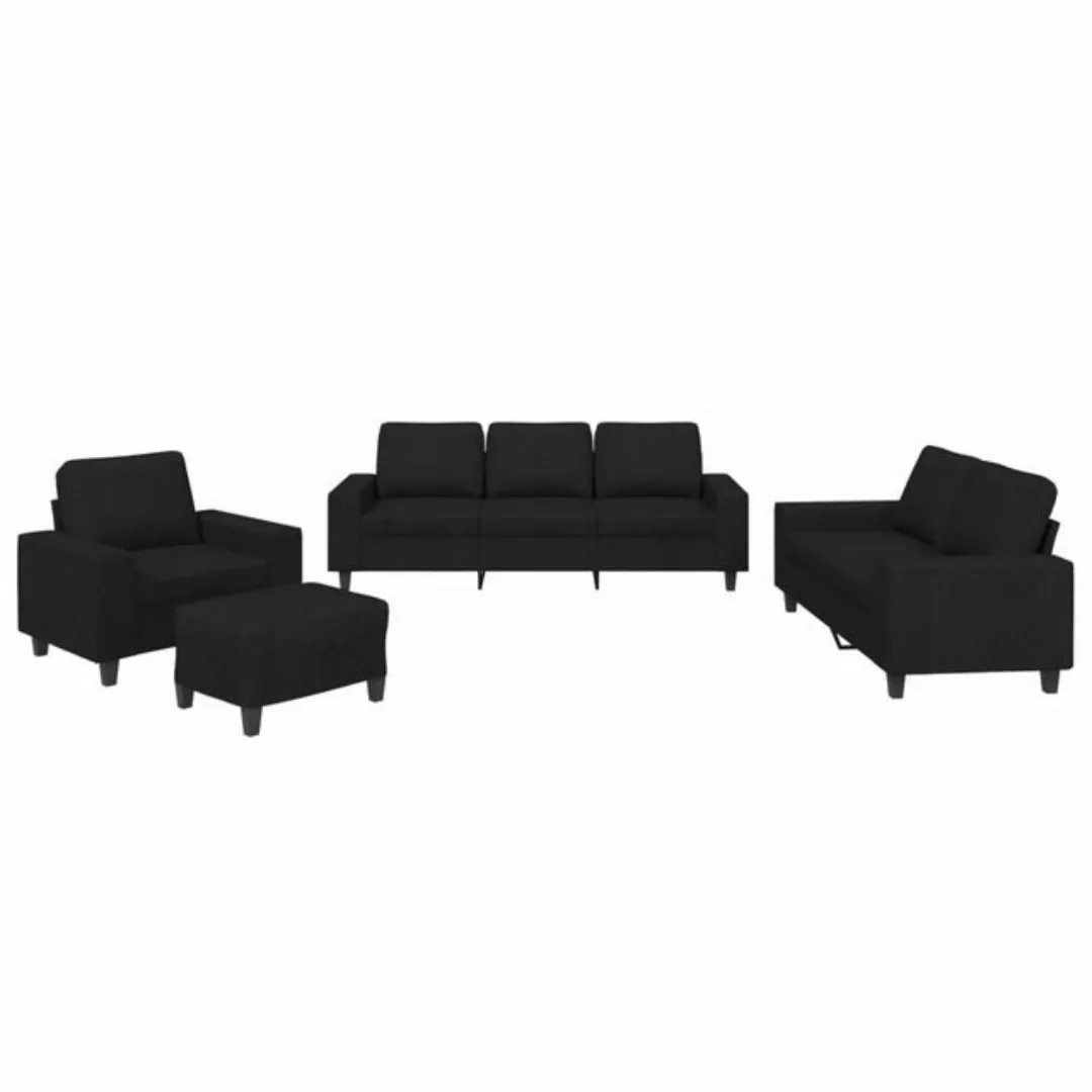 vidaXL Sofa 4-tlg. Sofagarnitur Schwarz Stoff günstig online kaufen