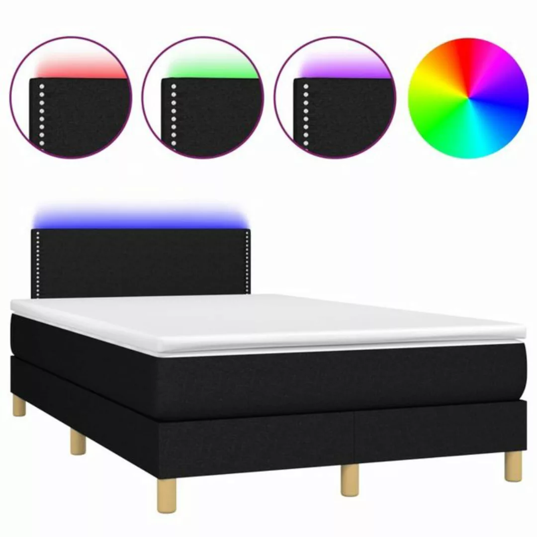 vidaXL Boxspringbett Boxspringbett mit Matratze LED Schwarz 120x200 cm Stof günstig online kaufen