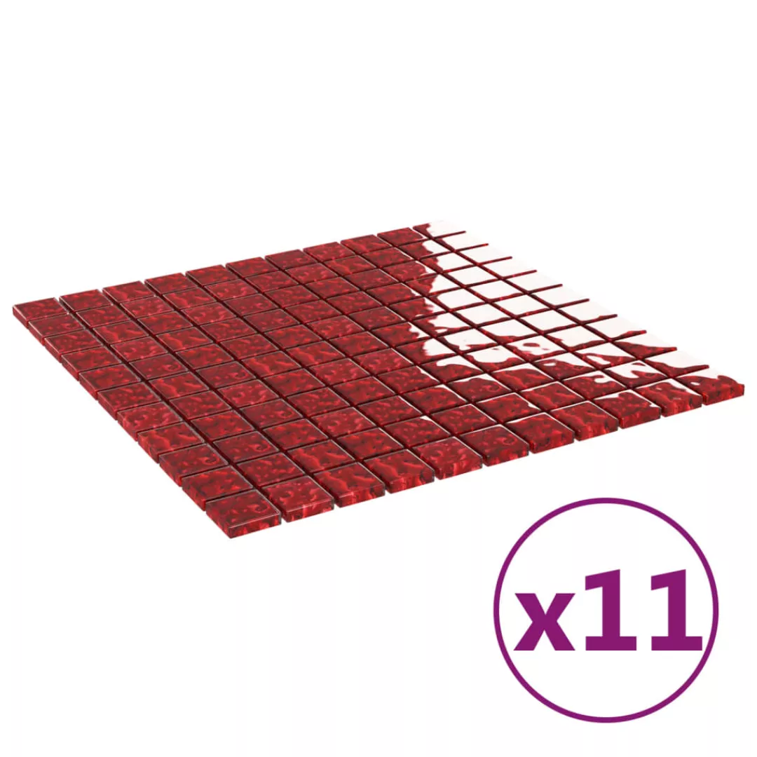 Mosaikfliesen 11 Stk. Rot 30x30 Cm Glas günstig online kaufen