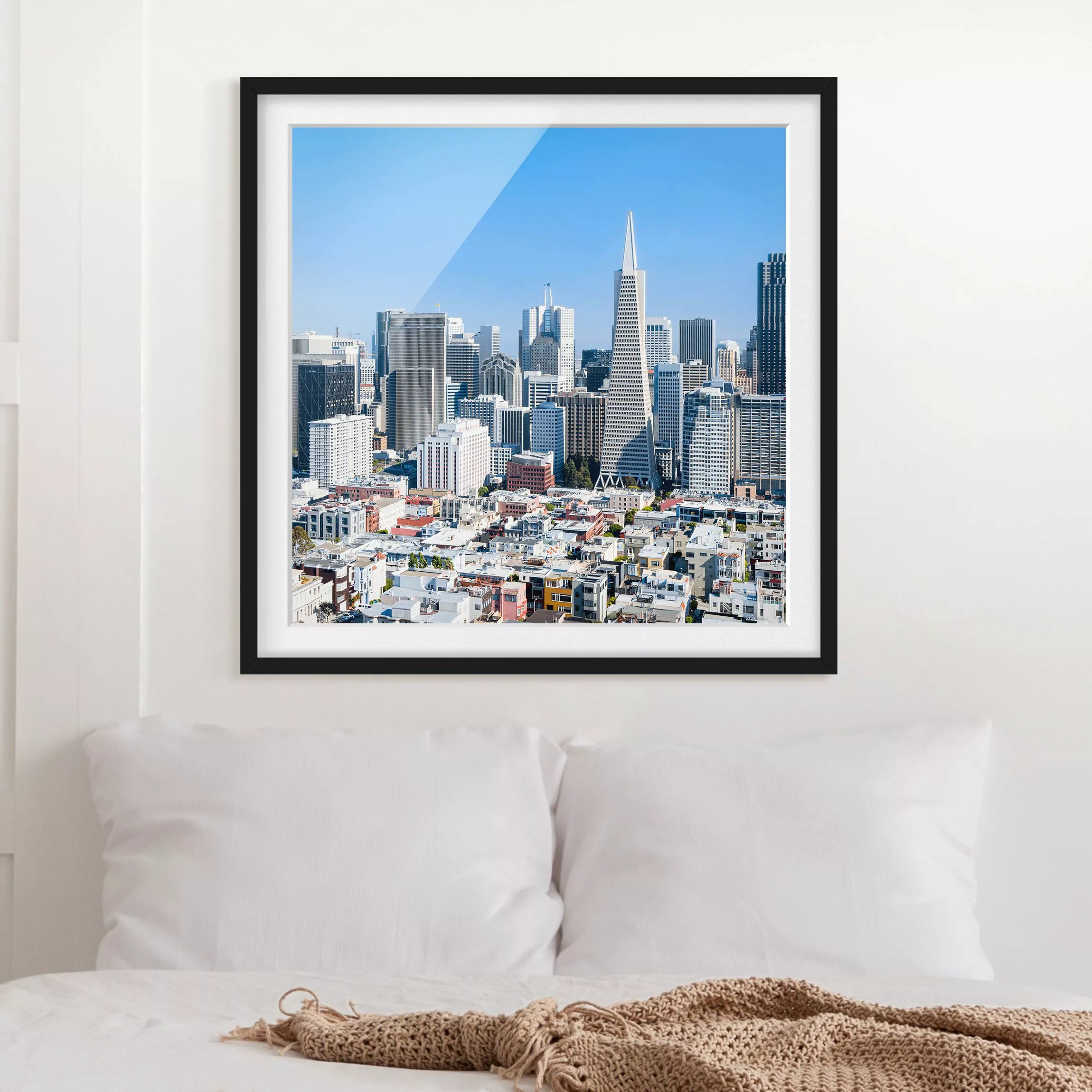 Bild mit Rahmen San Francisco Skyline günstig online kaufen