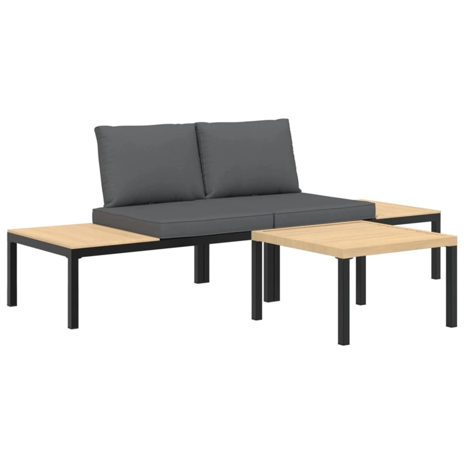 vidaXL 3-tlg Garten-Sofagarnitur mit Kissen Schwarz Aluminium Modell 3 günstig online kaufen