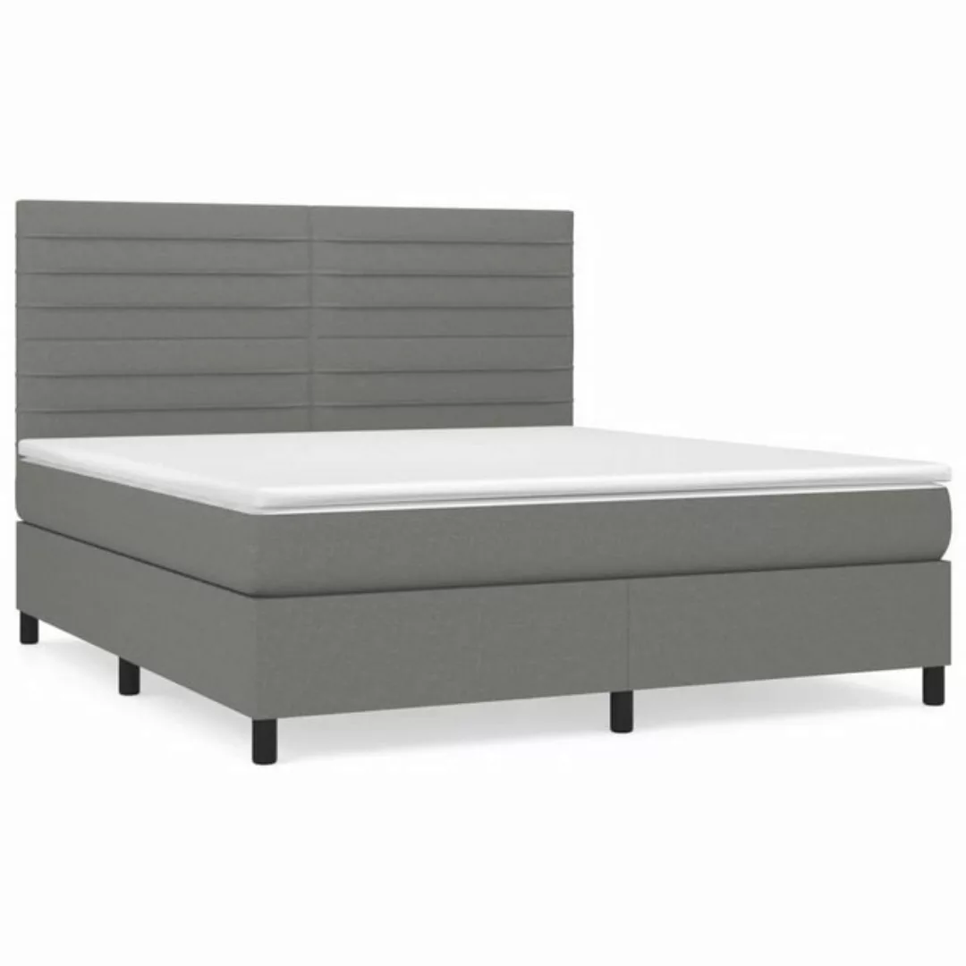 vidaXL Bettgestell Boxspringbett mit Matratze Dunkelgrau 160x200 cm Stoff B günstig online kaufen