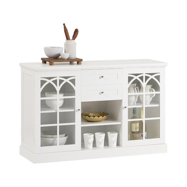 SoBuy Sideboard Küchenschrank Kommode Flurschrank Buffet Weiß FSB79-W günstig online kaufen