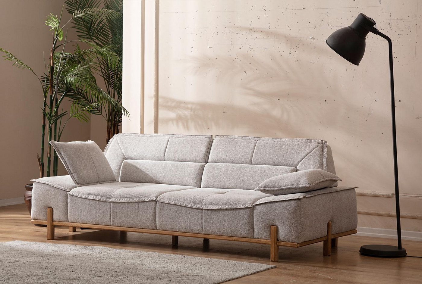 Xlmoebel Sofa Modernes graues Drei-Sitzer Stoffsofa Polstercouch Sitzmöbel, günstig online kaufen