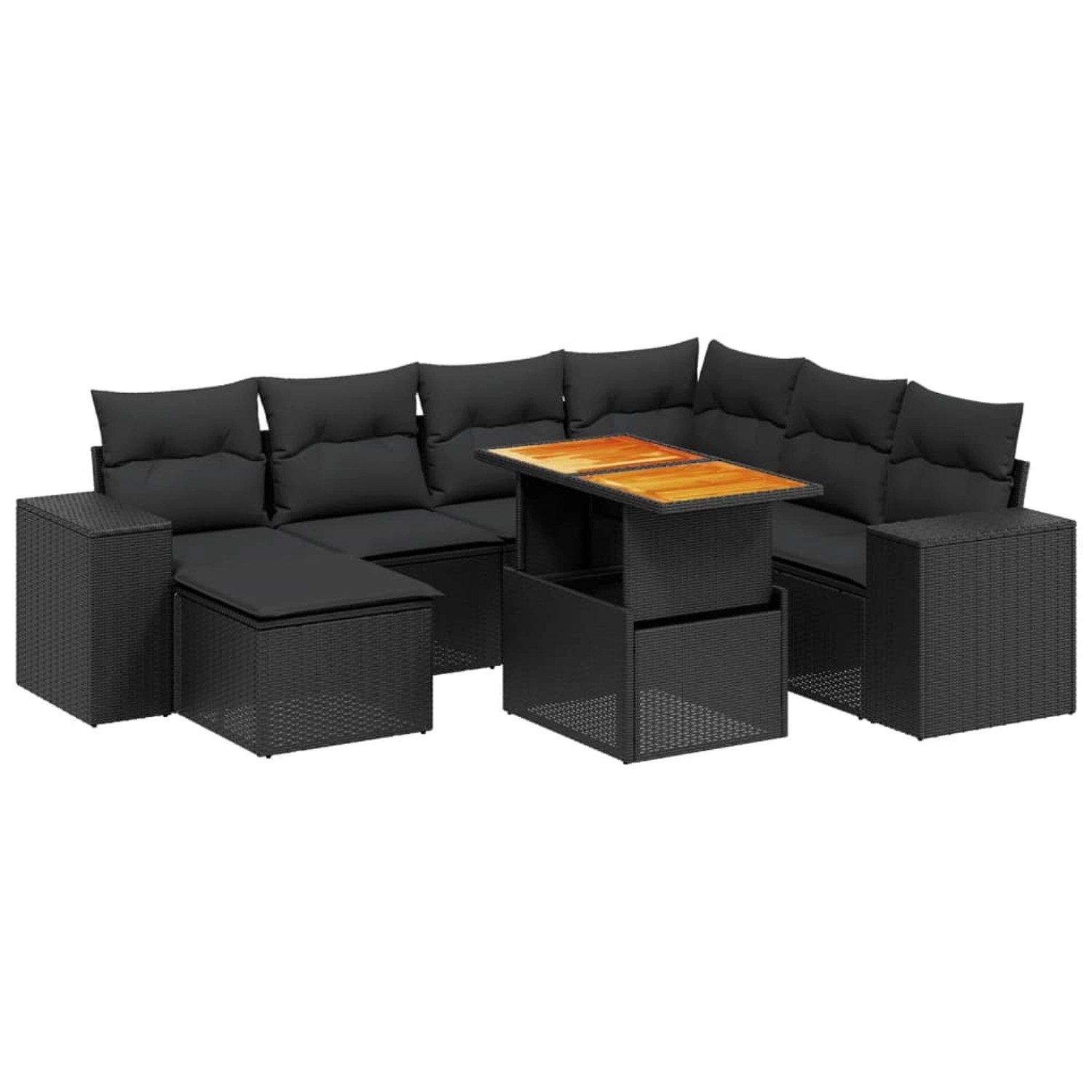 vidaXL 8-Tlg Garten-Sofagarnitur mit Kissen Schwarz Poly Rattan 3272749 günstig online kaufen