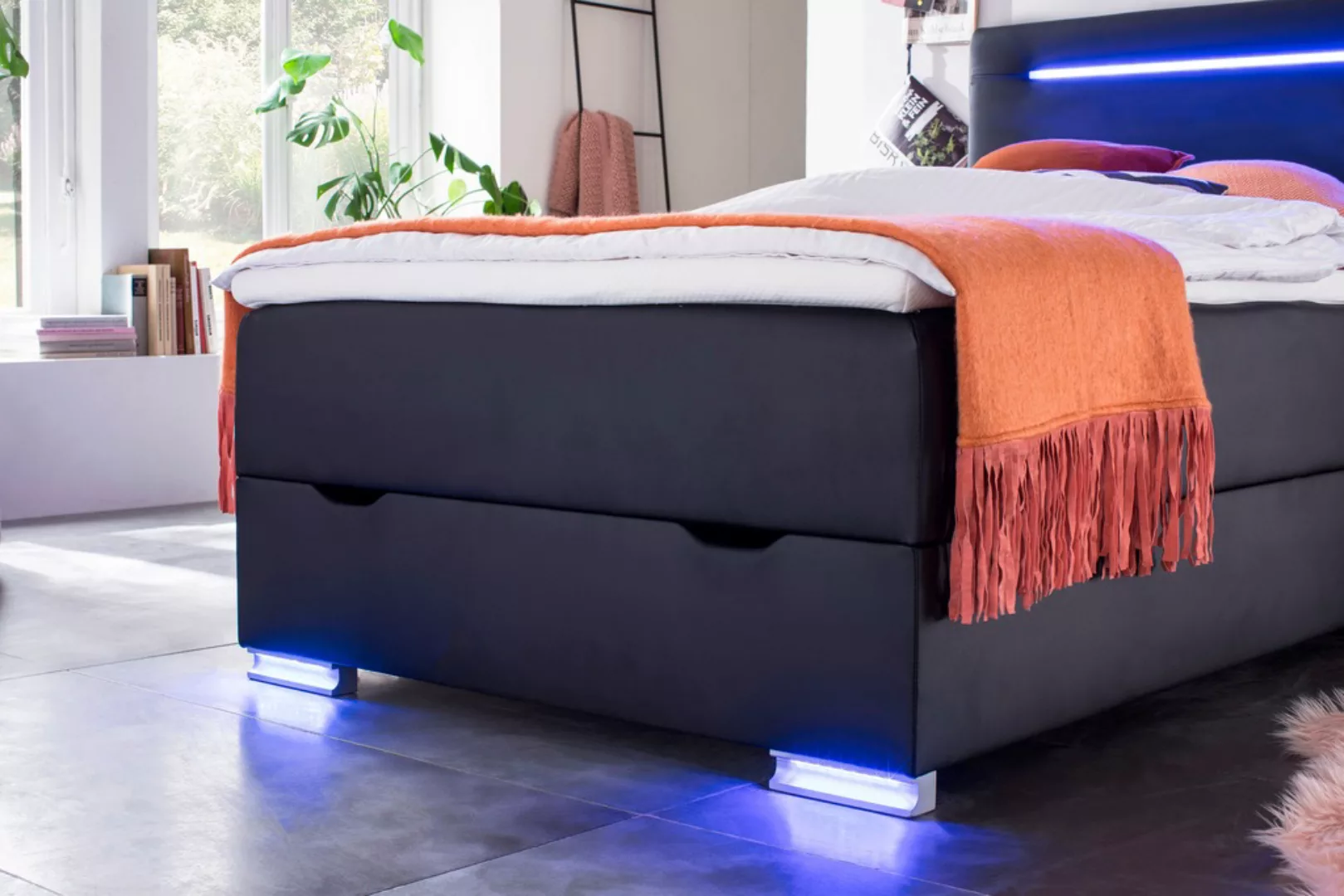 meise.möbel Boxspringbett "Las Vegas", Füße und Kopfteil mit LED-Beleuchtun günstig online kaufen