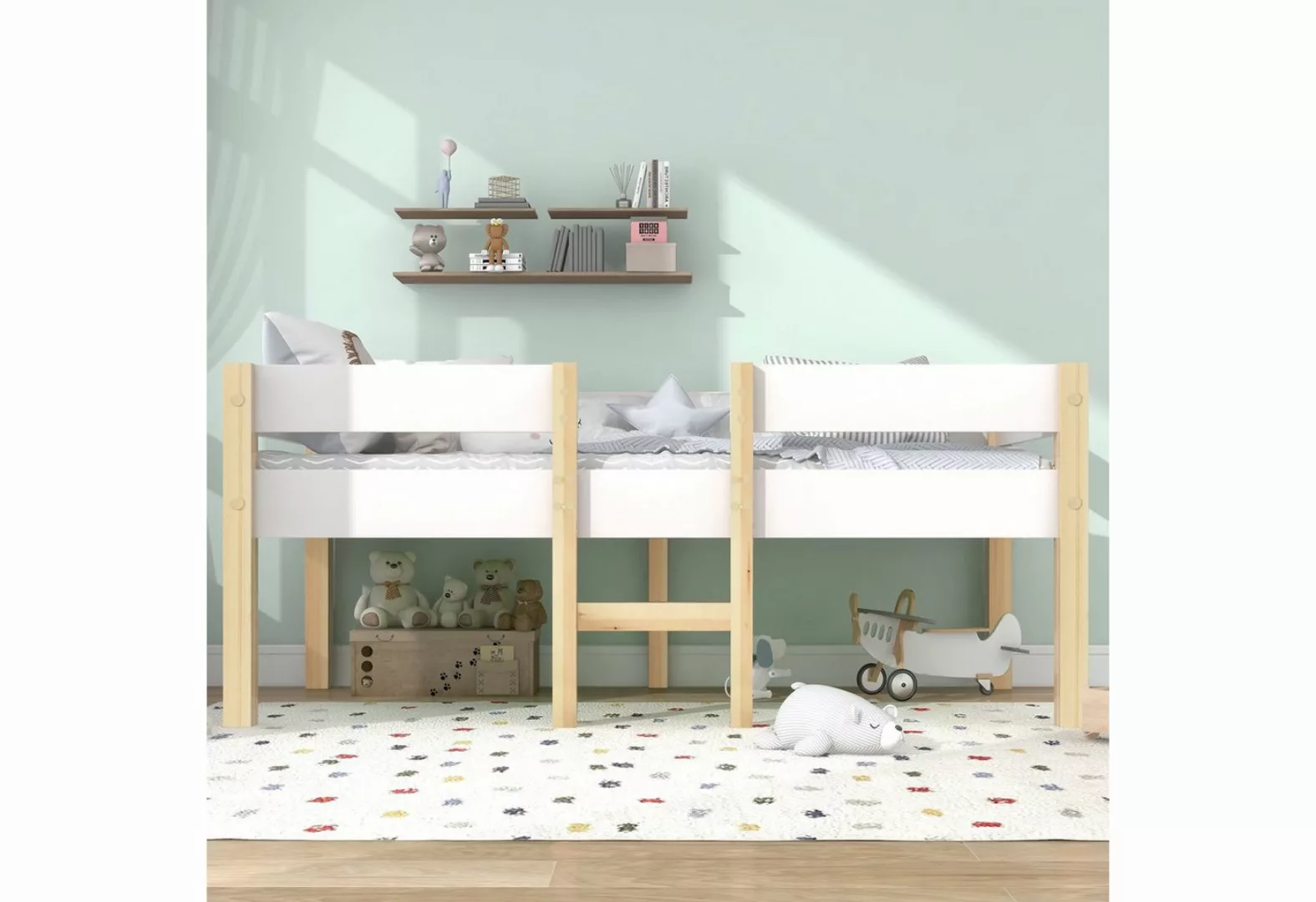 REDOM Kinderbett Kinder Bett Jugendbett Hausbett Kinderhaus Holzbett Massiv günstig online kaufen