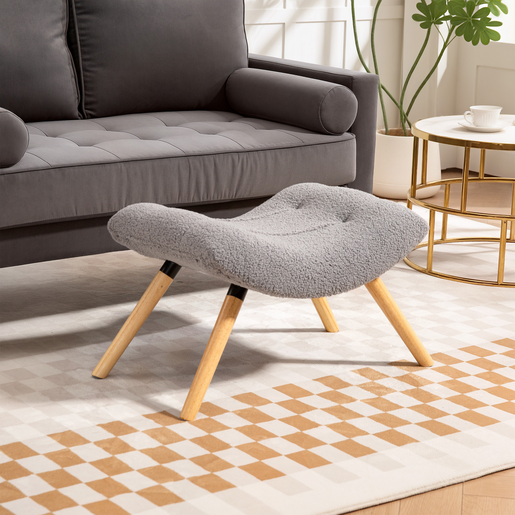 HOMCOM Sitzhocker, Fußhocker mit Berberfleece-Stoff, Polsterhocker bis 120 günstig online kaufen