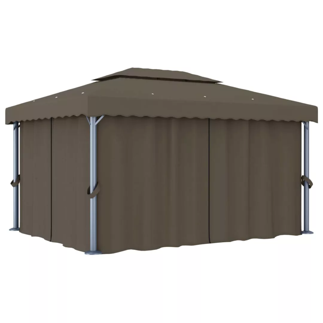 Pavillon Mit Vorhang 4x3 M Taupe Aluminium günstig online kaufen