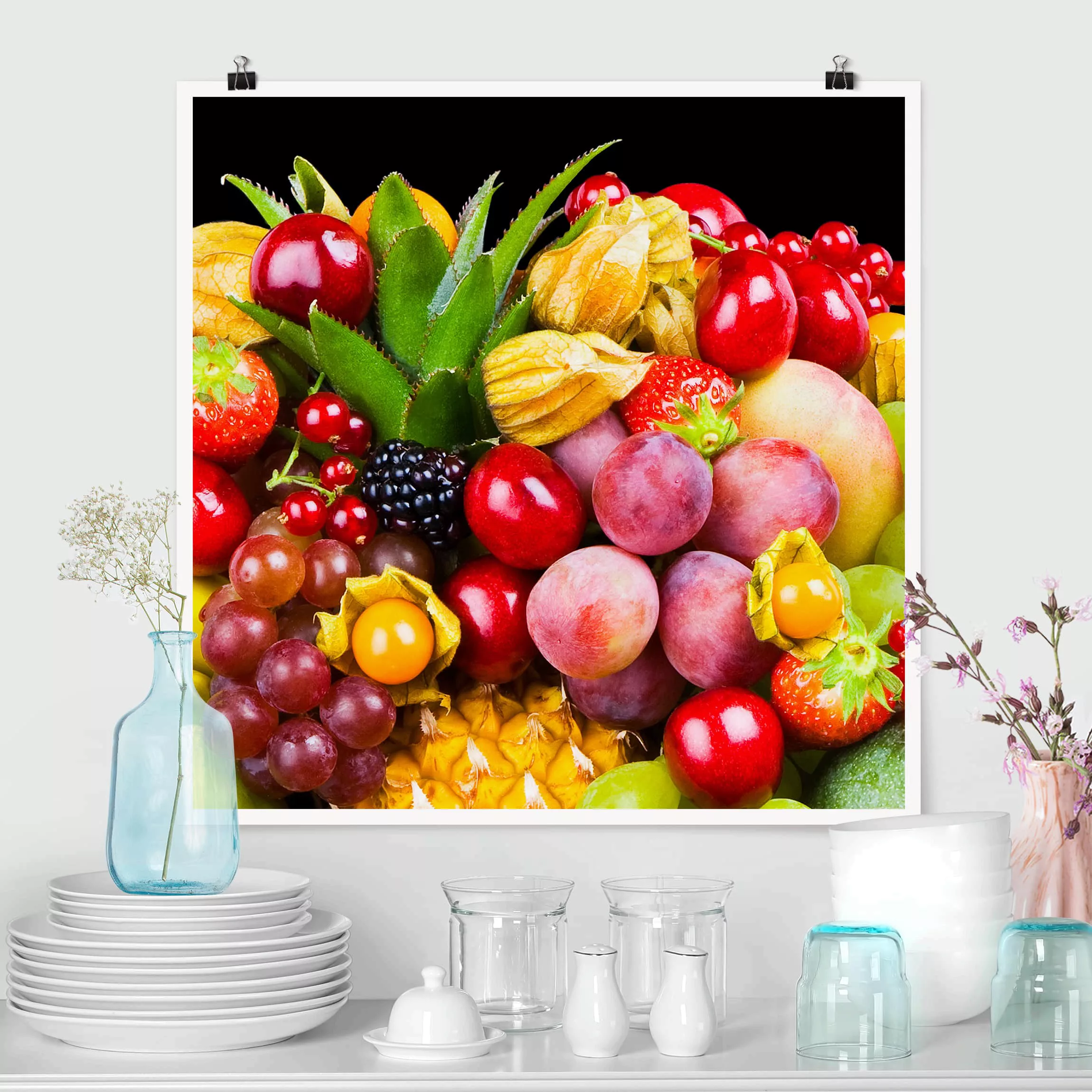 Poster Küche - Quadrat Fruit Bokeh günstig online kaufen