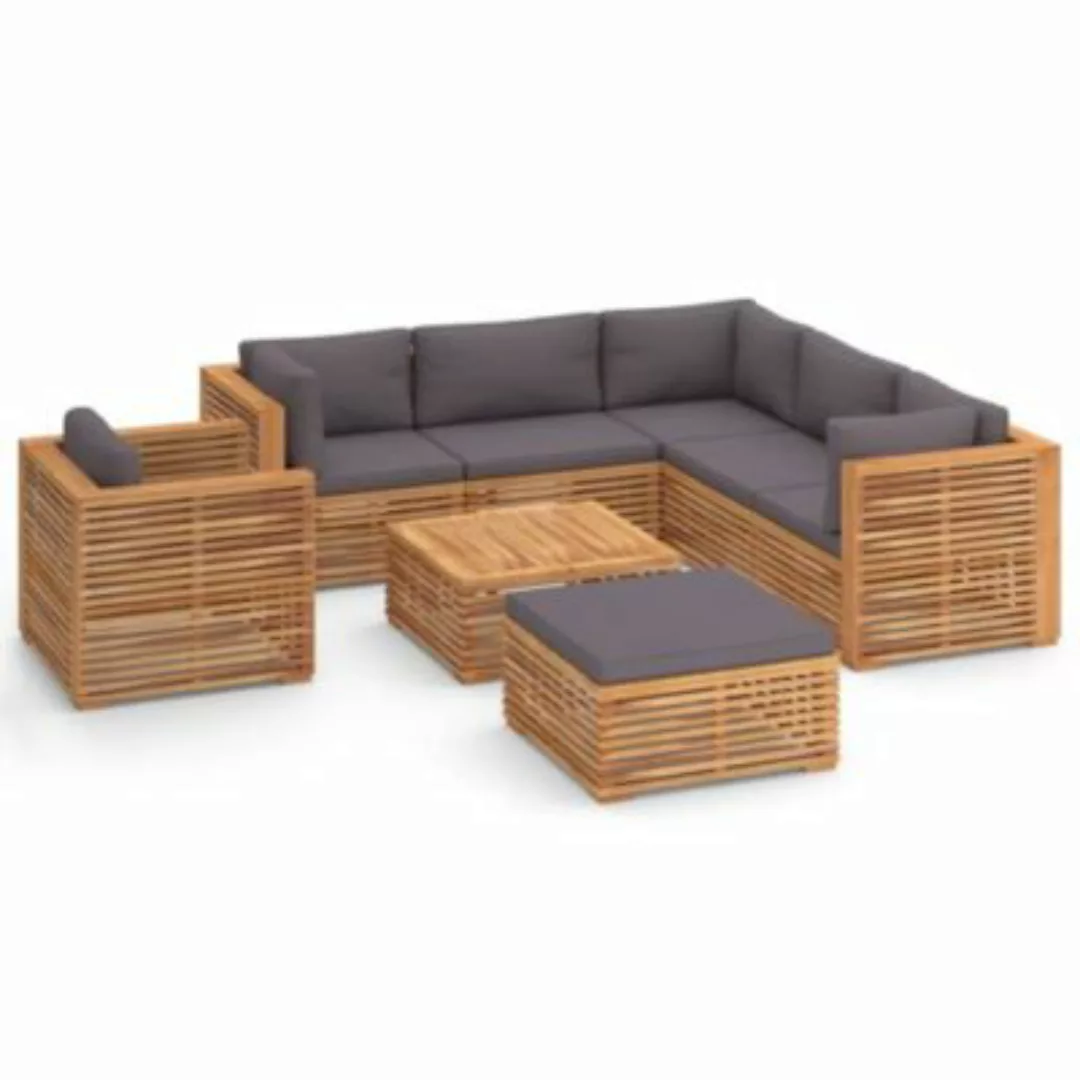 vidaXL 8-tlg. Garten-Lounge-Set mit Dunkelgrauen Kissen Teakholz Garten-Lou günstig online kaufen