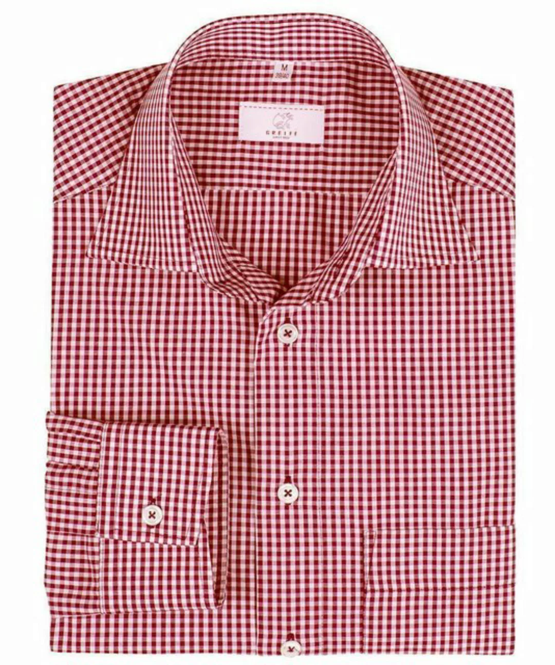 GREIFF Langarmhemd Greiff Corporate Hemd BASIC Herren OEKO TEX® Rot kariert günstig online kaufen