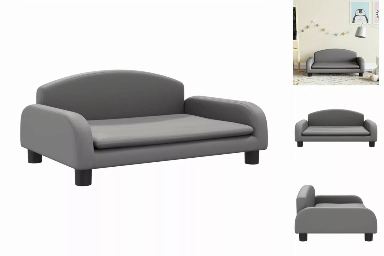 vidaXL Kindersofa Kindersofa Grau 70x45x30 cm Kunstleder Kindercouch Kinder günstig online kaufen