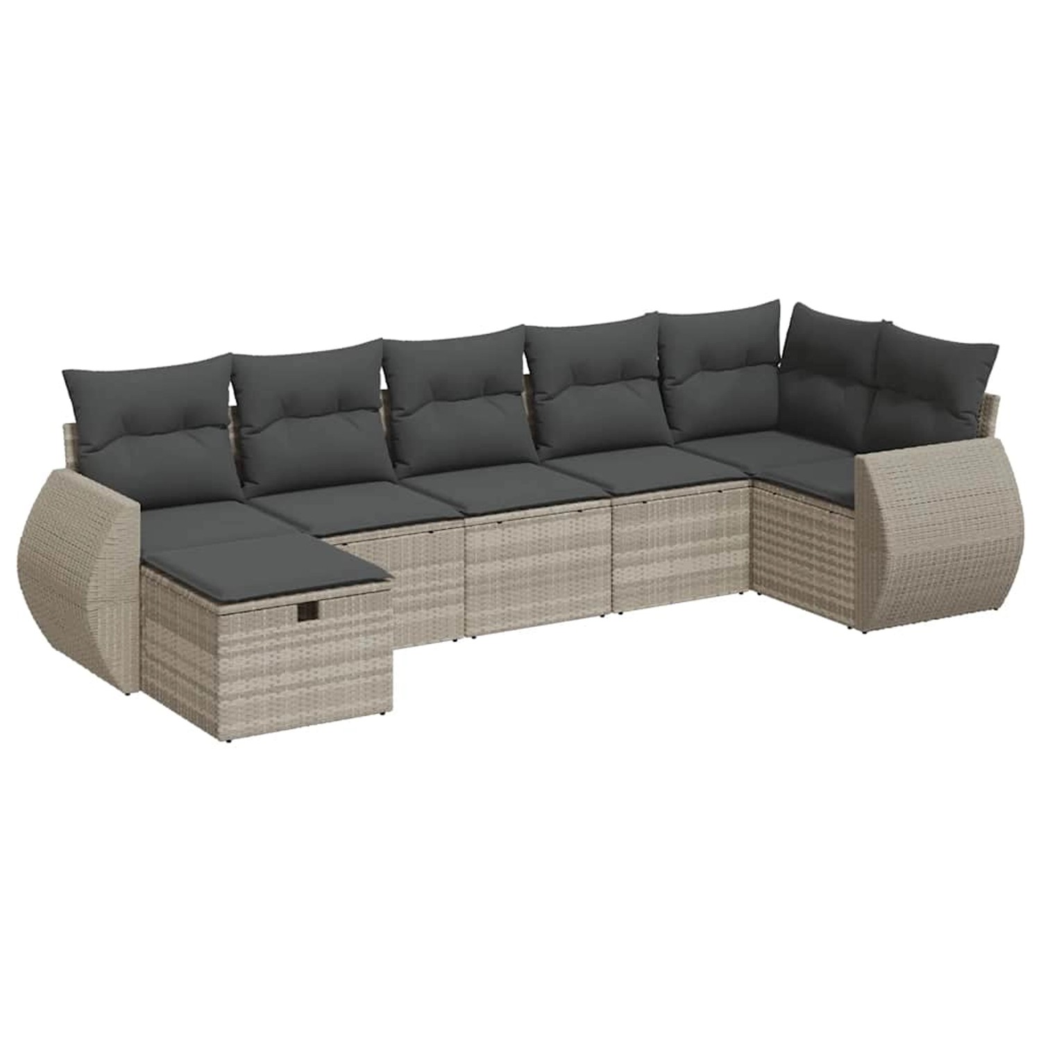 vidaXL 7-Tlg Garten-Sofagarnitur mit Kissen Hellgrau Poly Rattan 3325608 günstig online kaufen
