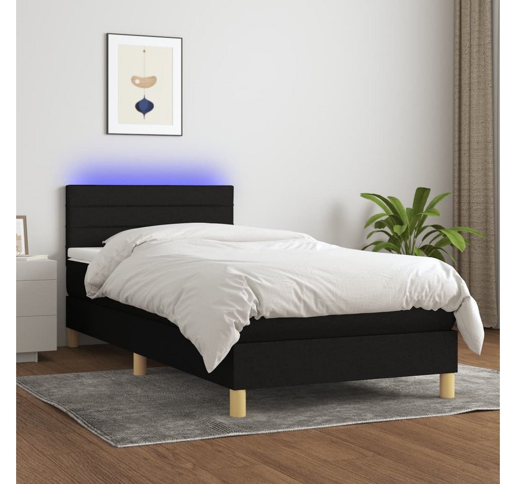 vidaXL Boxspringbett Boxspringbett mit Matratze LED Schwarz 80x200 cm Stoff günstig online kaufen