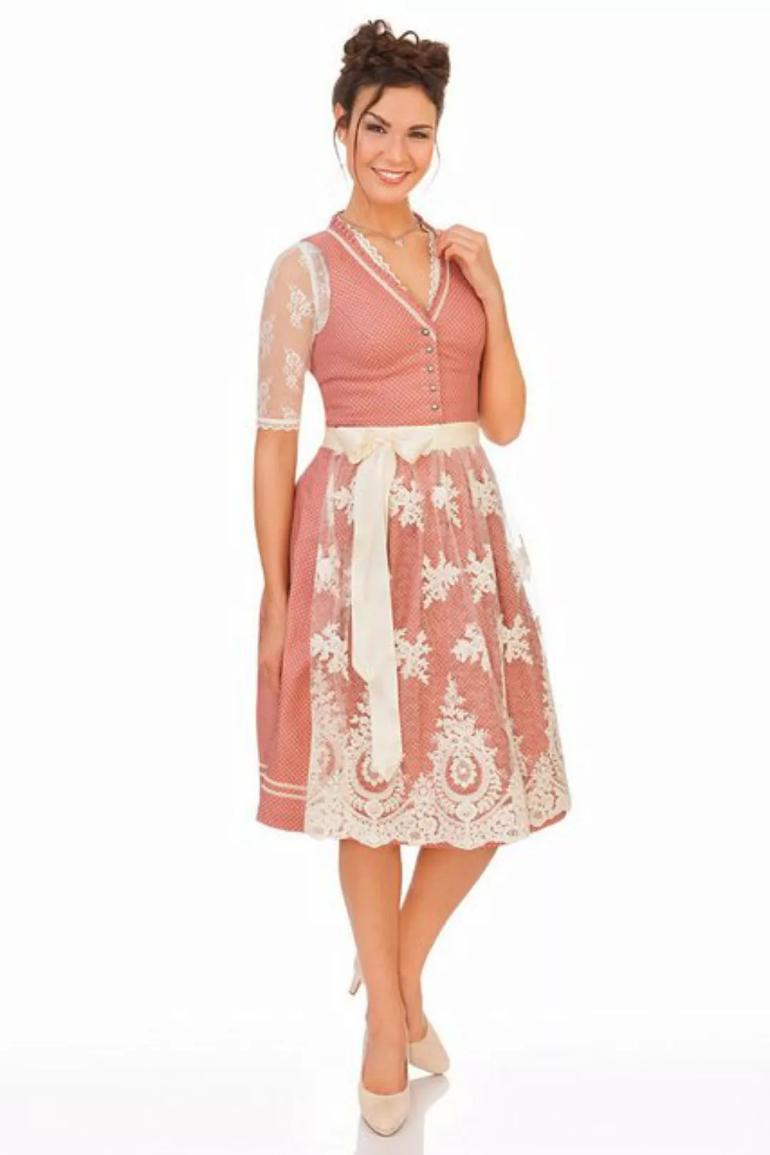 Alpenwahnsinn Dirndl Midi Dirndl 2tlg. - SPITZENLIESL - puder günstig online kaufen