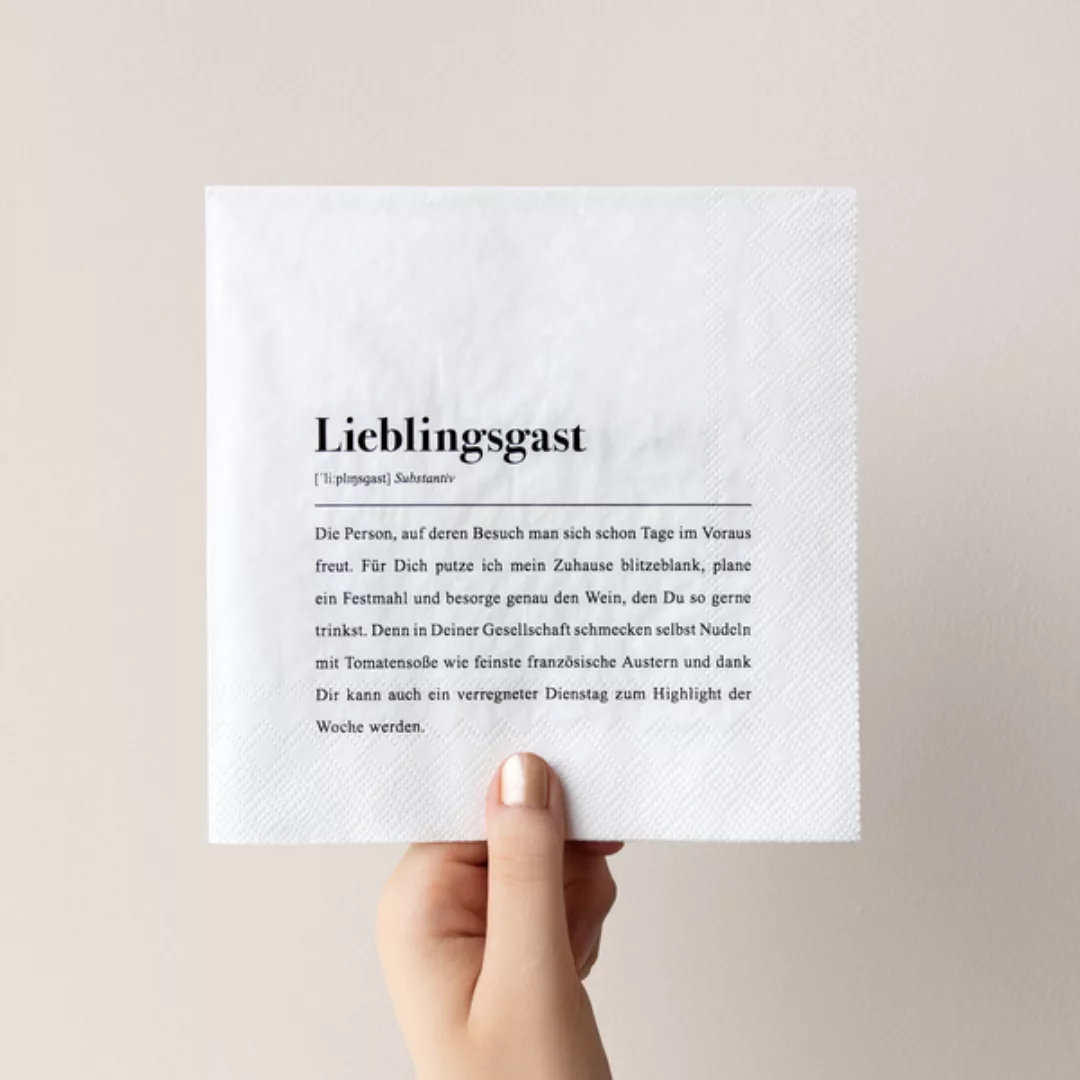 Papierservietten Mit Spruch: Lieblingsgast Definition - Packung Mit 20 Stüc günstig online kaufen