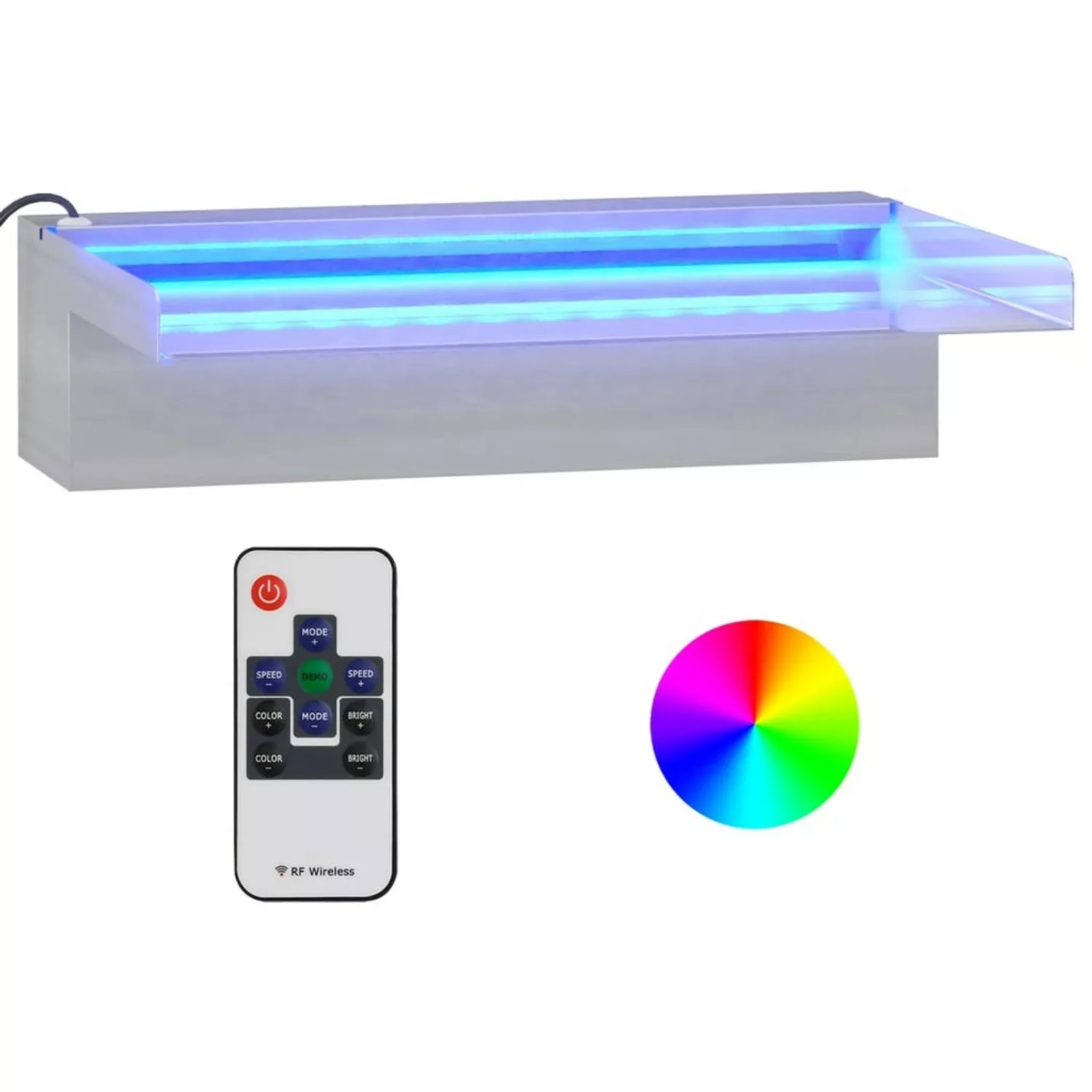 Vidaxl Wasserfall-element Mit Rgb Leds Edelstahl 30 Cm günstig online kaufen