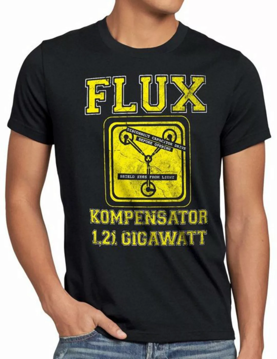 Print-Shirt Herren T-Shirt Flux Kompensator Future Gamer Zukunft Zurück Zei günstig online kaufen