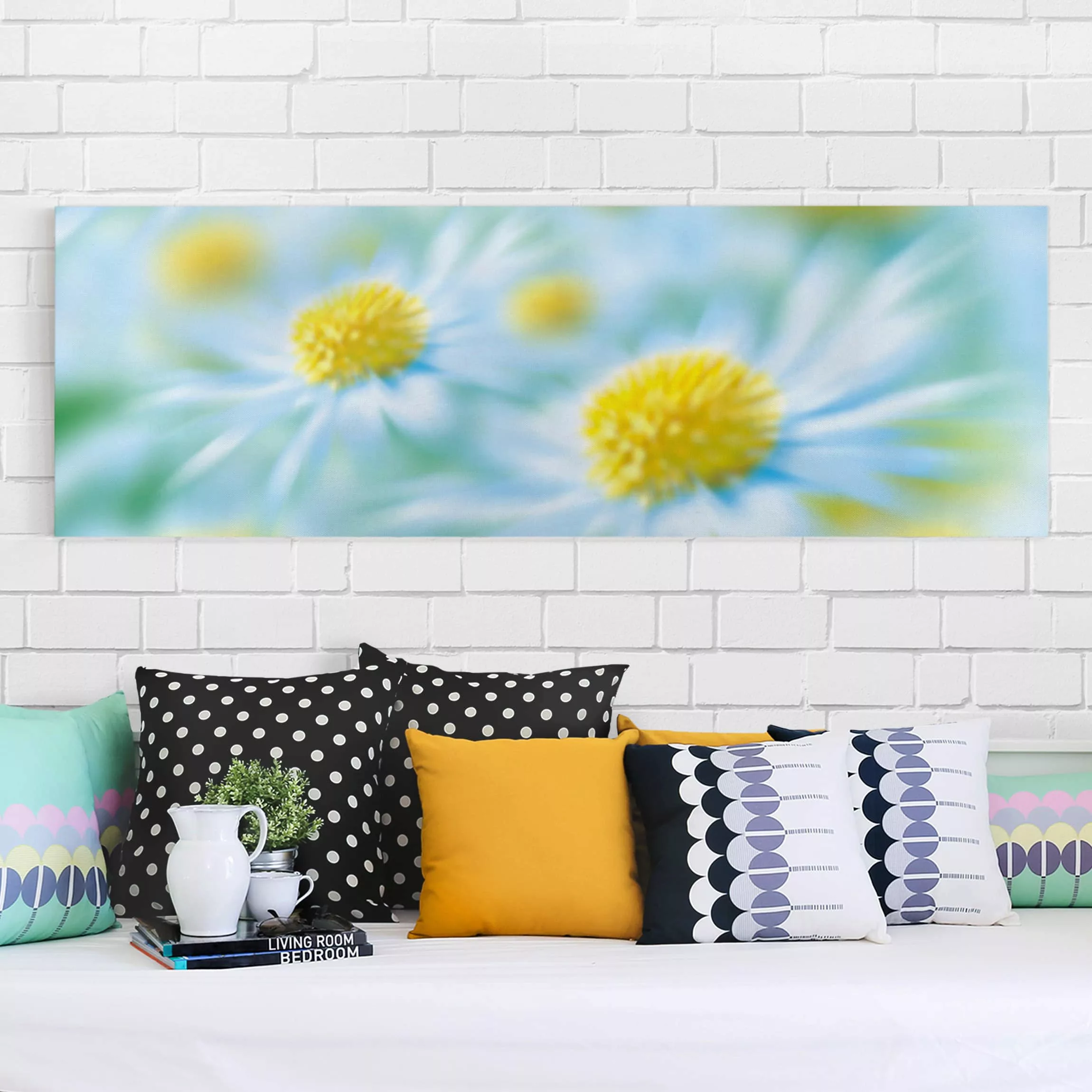Leinwandbild Blumen - Panorama Daisy günstig online kaufen