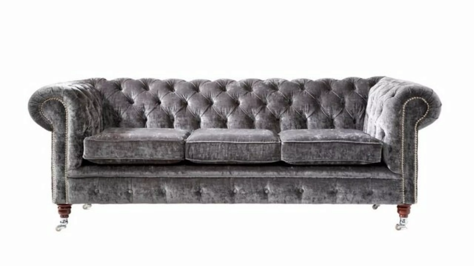 Xlmoebel Sofa Neues luxuriöses Samt-Chesterfield-Sofa mit drei Sitzplätzen günstig online kaufen