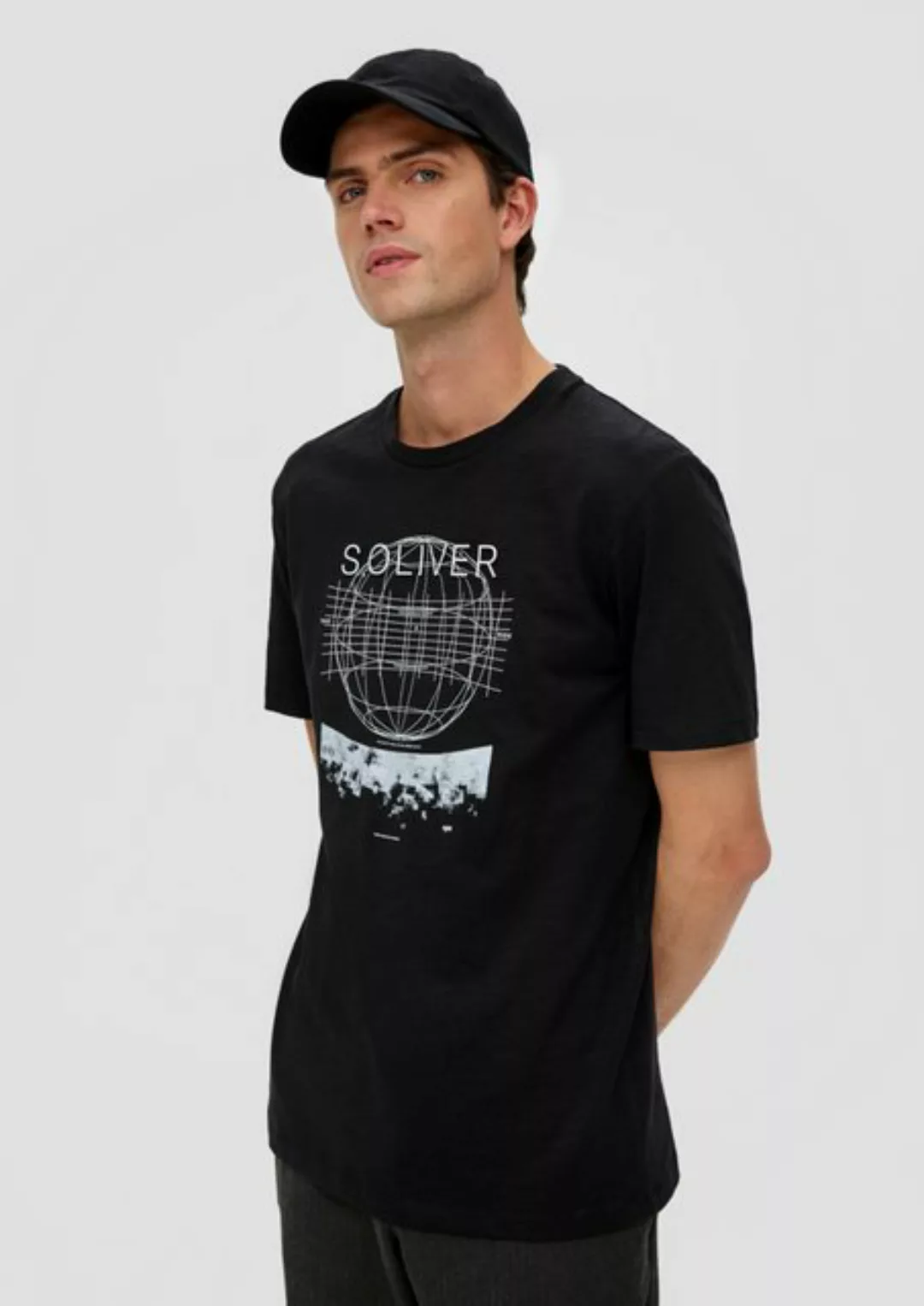 s.Oliver Kurzarmshirt Baumwollshirt mit Flammgarnstruktur günstig online kaufen