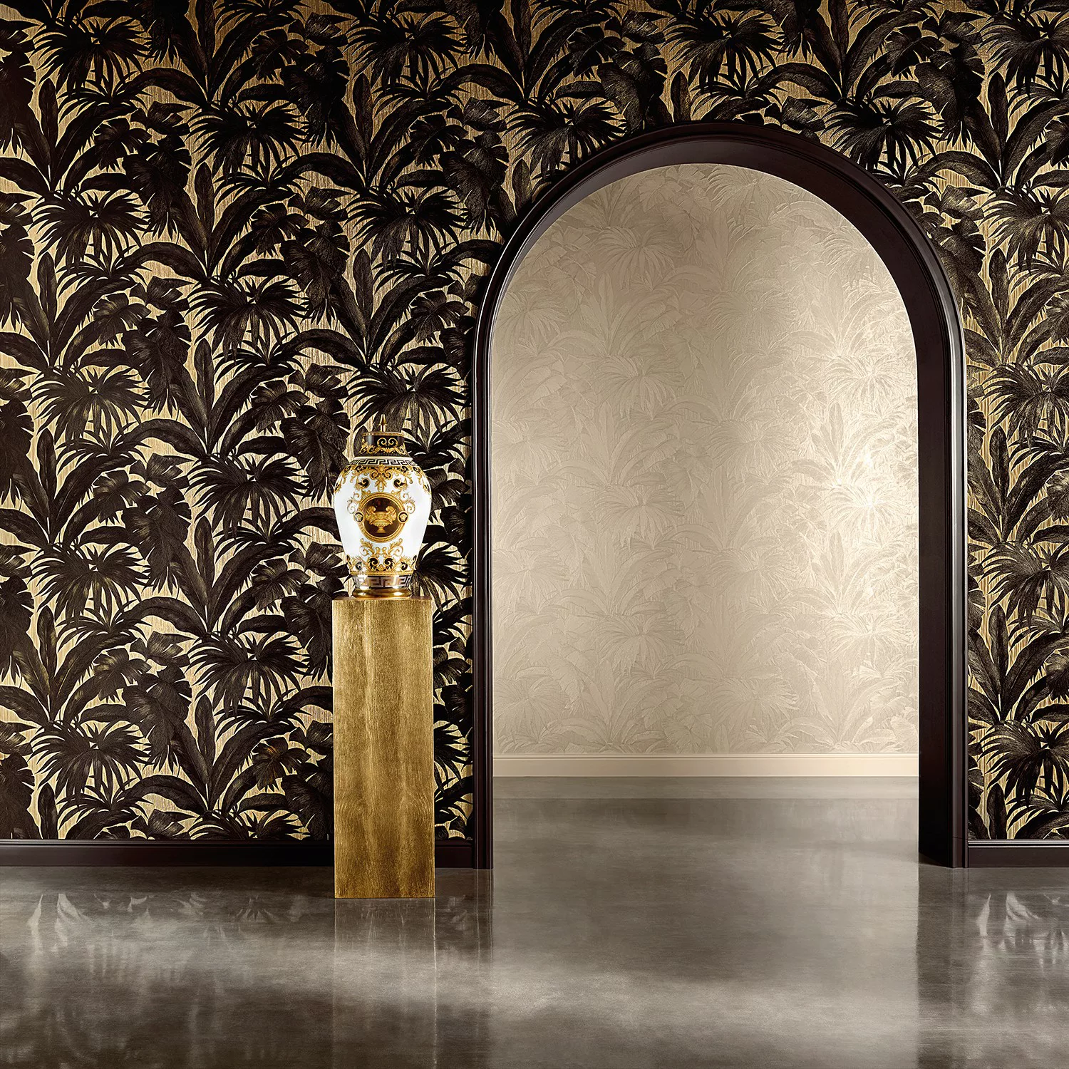 Metallic Mustertapete Versace wallpaper Versace 2 Giungla in Braun Metallic günstig online kaufen