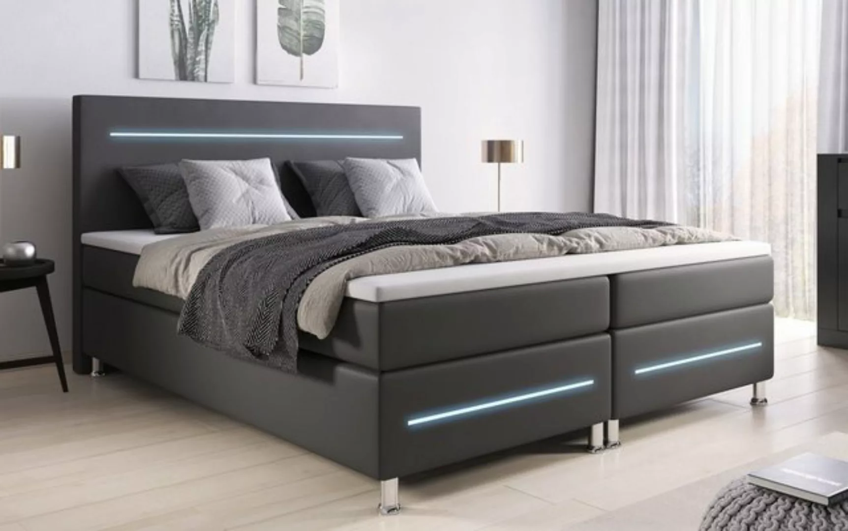 Baidani Boxspringbett Baidani Boxspringbett Sejour mit LED, mit Topper und günstig online kaufen