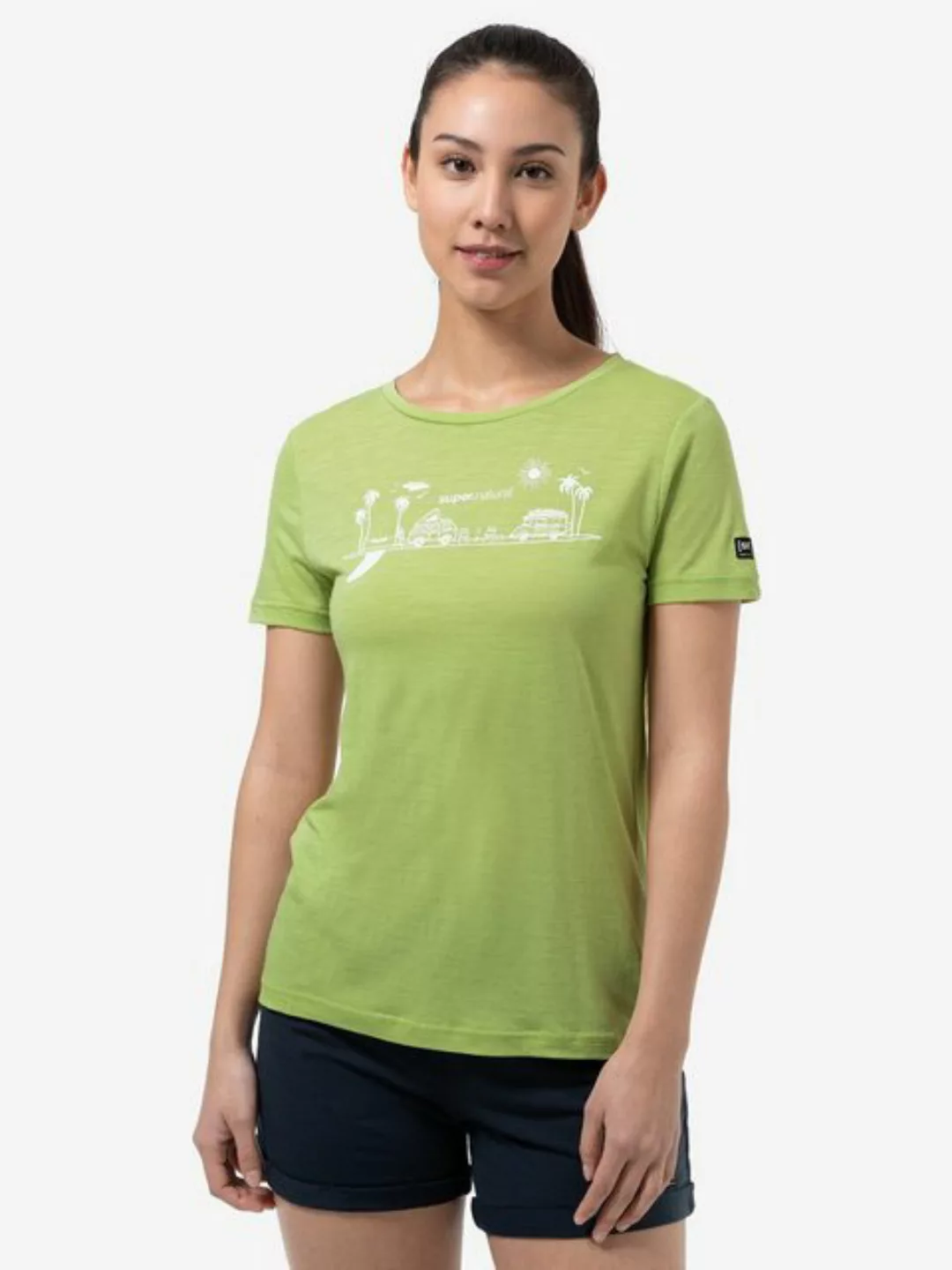 SUPER.NATURAL T-Shirt für Damen, Merino ALL ON BOARD Palmen Motiv, casual günstig online kaufen