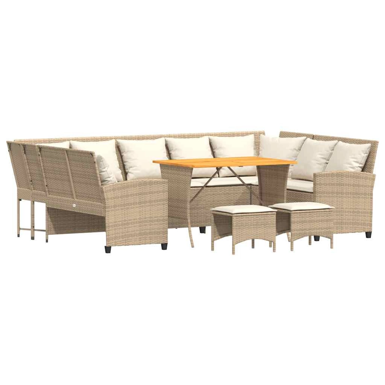 vidaXL 4-Tlg Garten-Sofagarnitur mit Kissen Beige Poly Rattan 3365340 günstig online kaufen