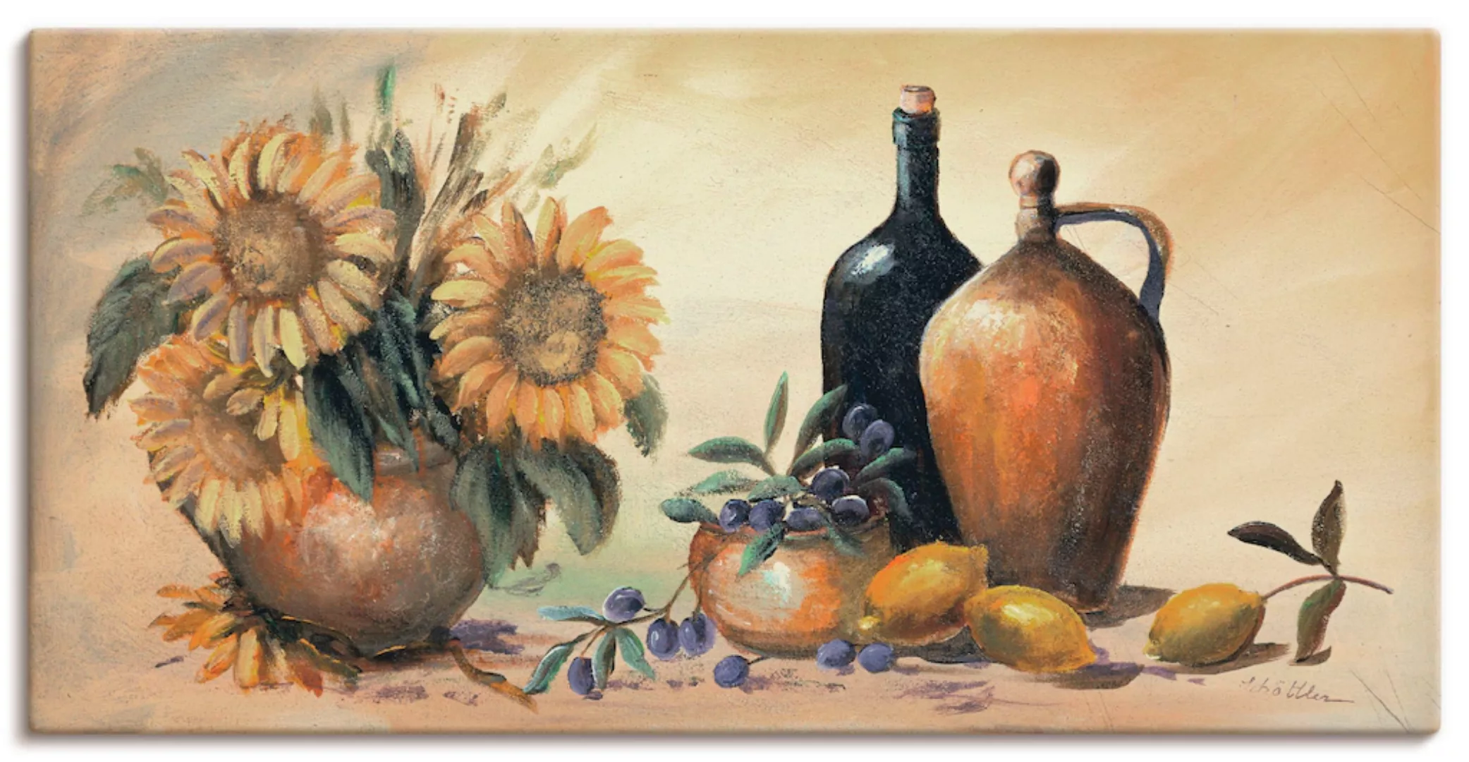 Artland Wandbild "Stillleben mit Sonnenblumen", Vasen & Töpfe, (1 St.) günstig online kaufen