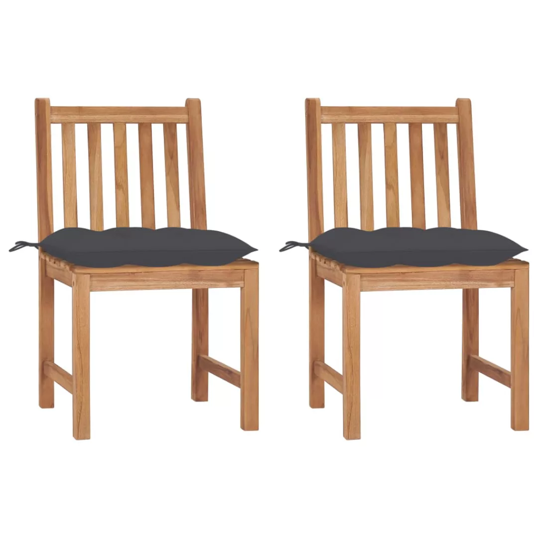 Gartenstühle 2 Stk. Mit Kissen Massivholz Teak günstig online kaufen