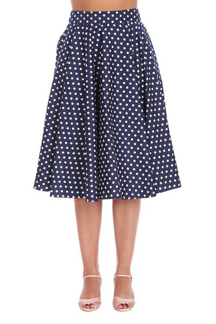 Banned A-Linien-Rock Polka Dot Days Blau Retro Vintage Swing Skirt High Wai günstig online kaufen