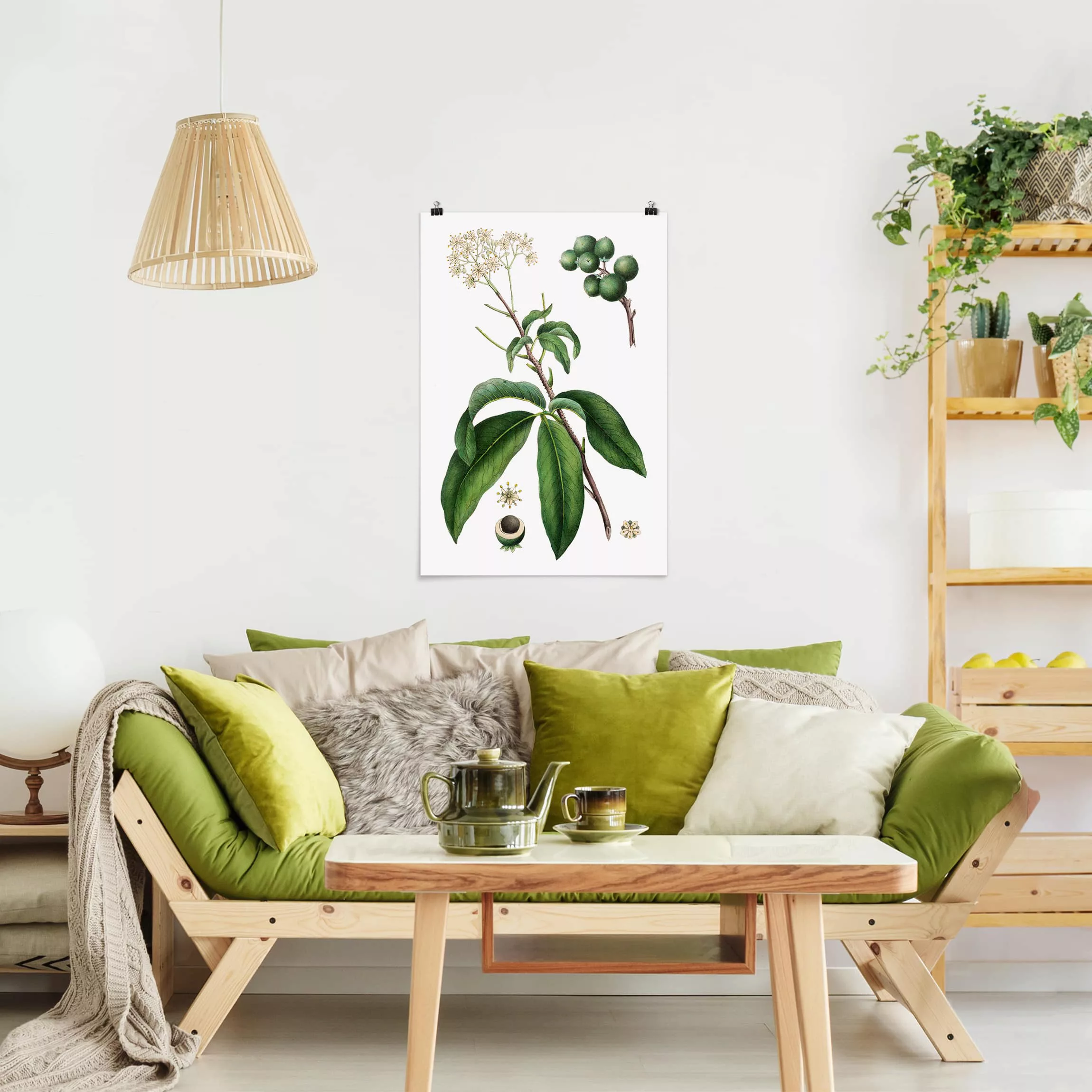 Poster Blumen - Hochformat Laubwerk mit Blüten II günstig online kaufen